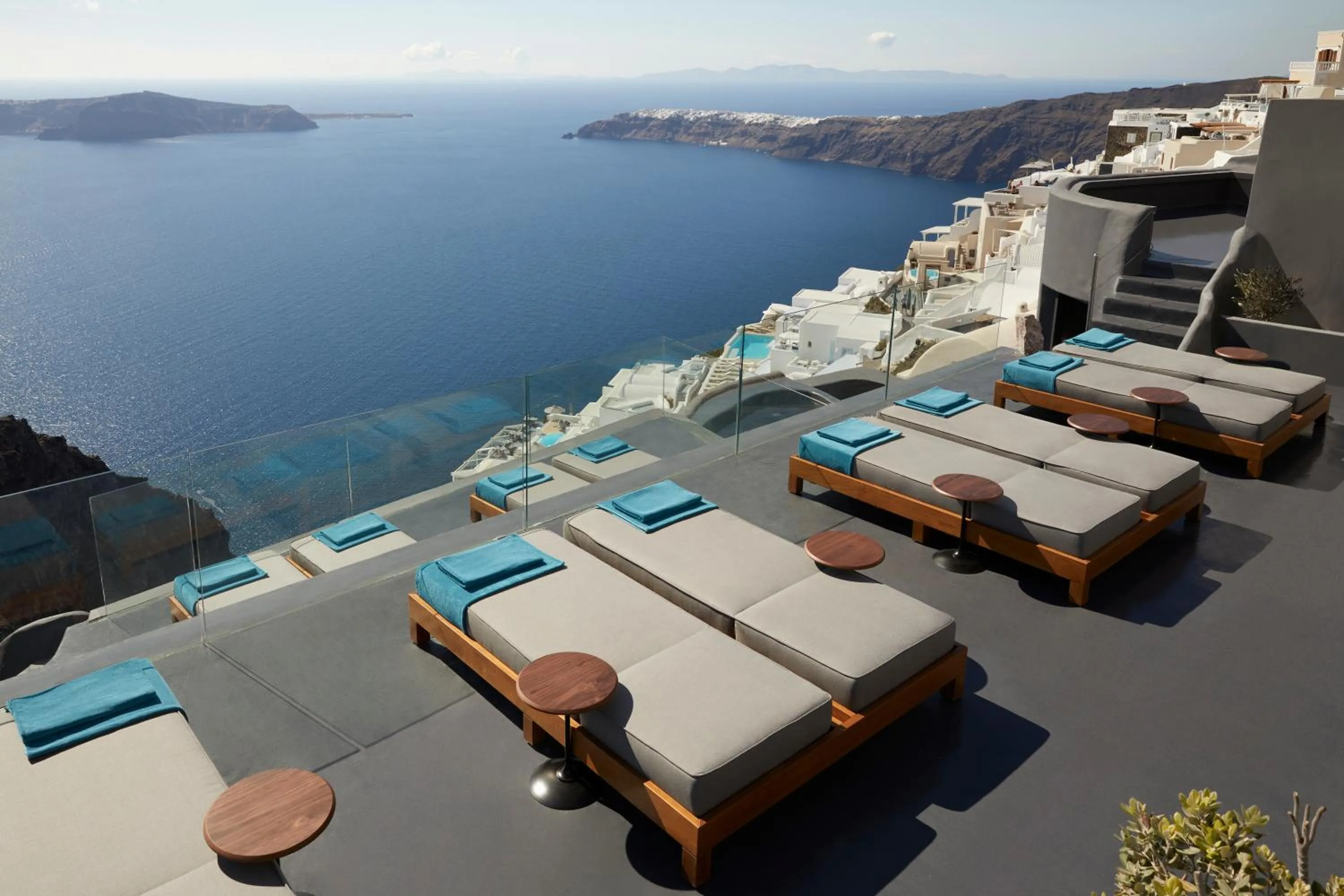 sunbed in Kivotos Santorini - Preferred Hotels & Resorts