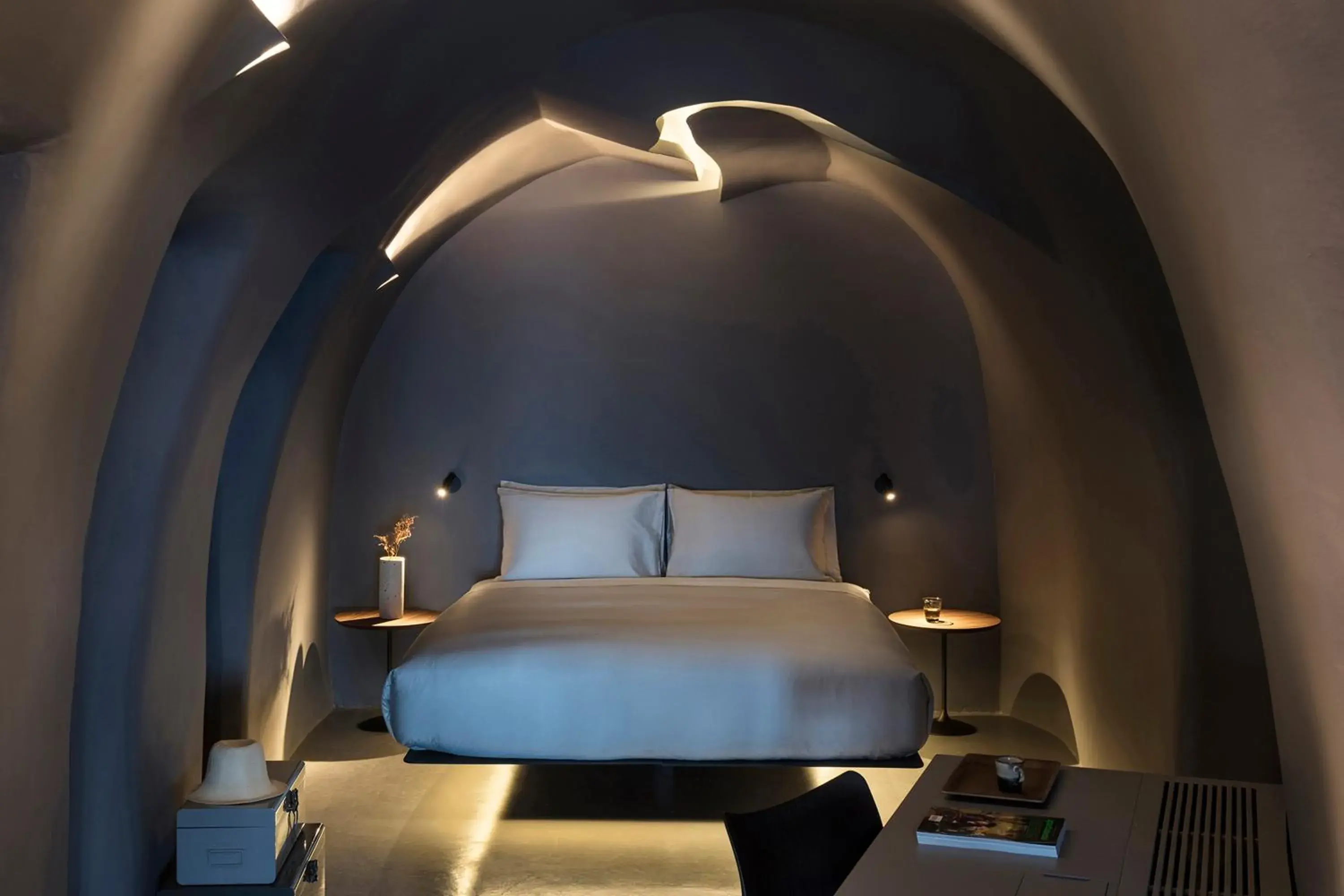 Bed in Kivotos Santorini - Preferred Hotels & Resorts Bed in Kivotos Santorini - Preferred Hotels & Resorts