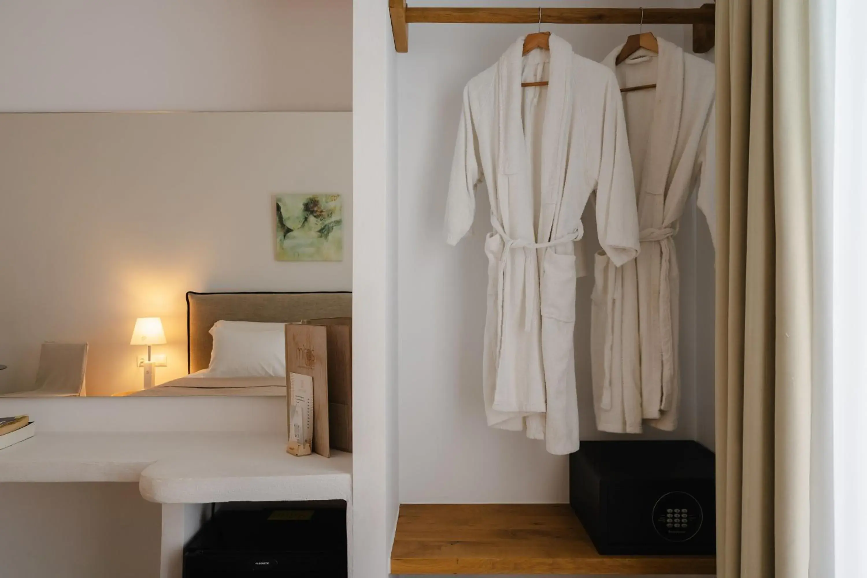 Shower, Bed in Mitos Suites Shower, Bed in Mitos Suites