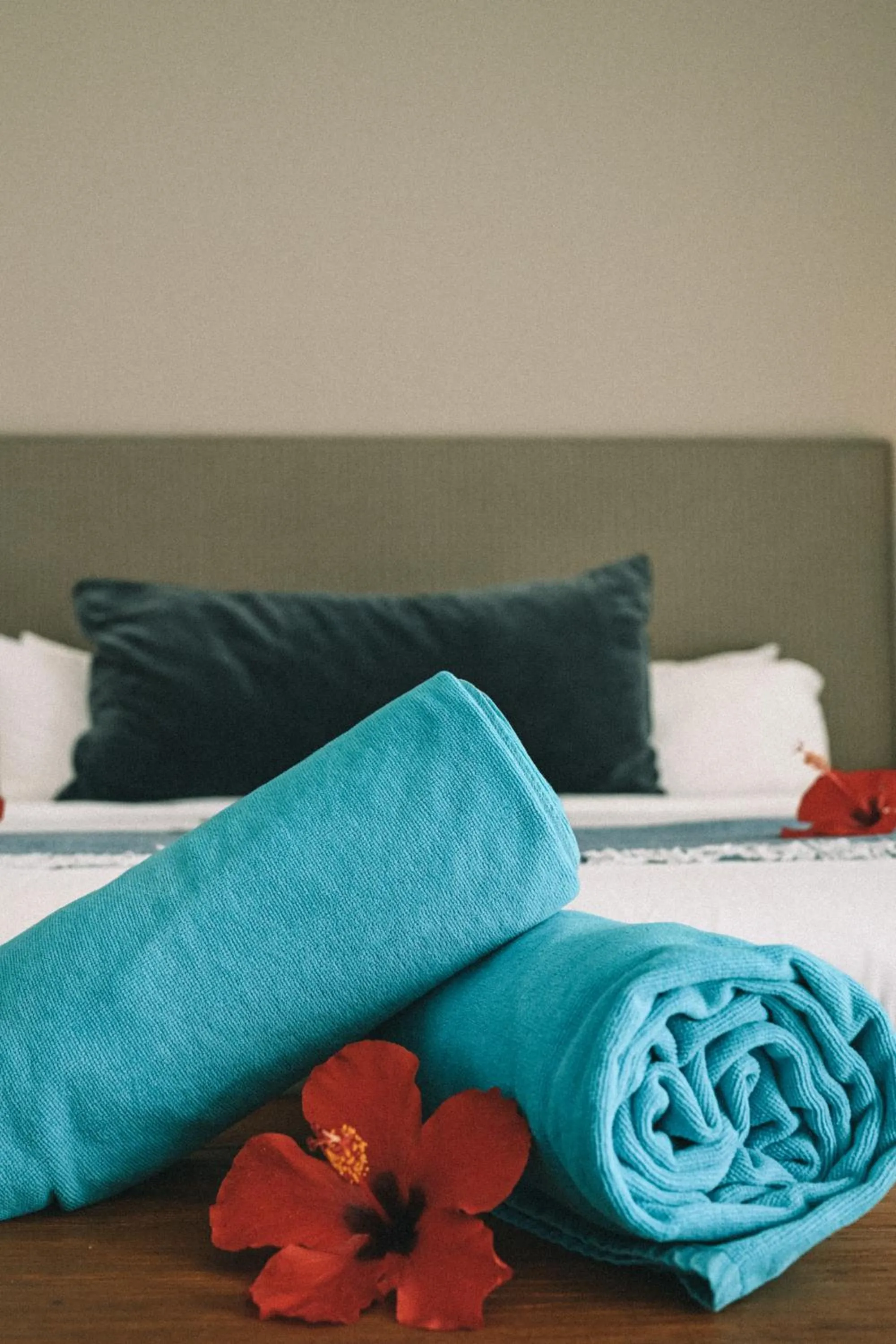 towels, Bed in Mythic Suites & Villas by MJ Holidays