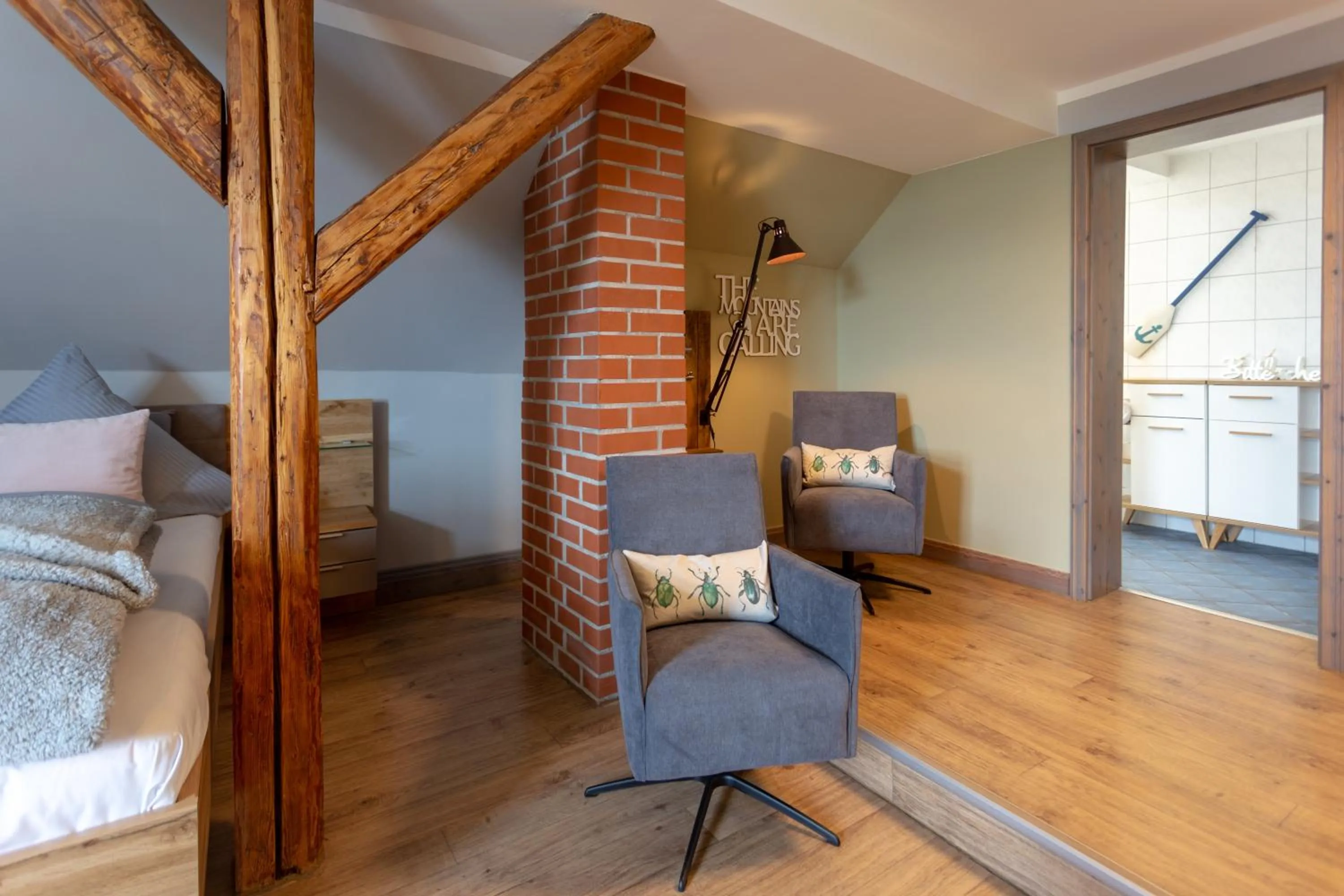 Seating area, Bed in Gasthof Obere Mühle