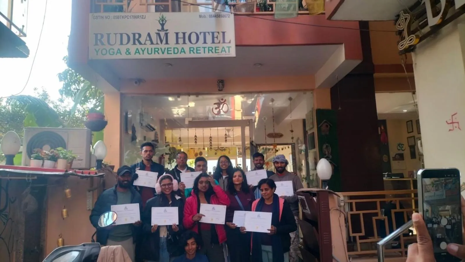 group of guests in Rudram Hotel Yoga & Ayurveda Retreat