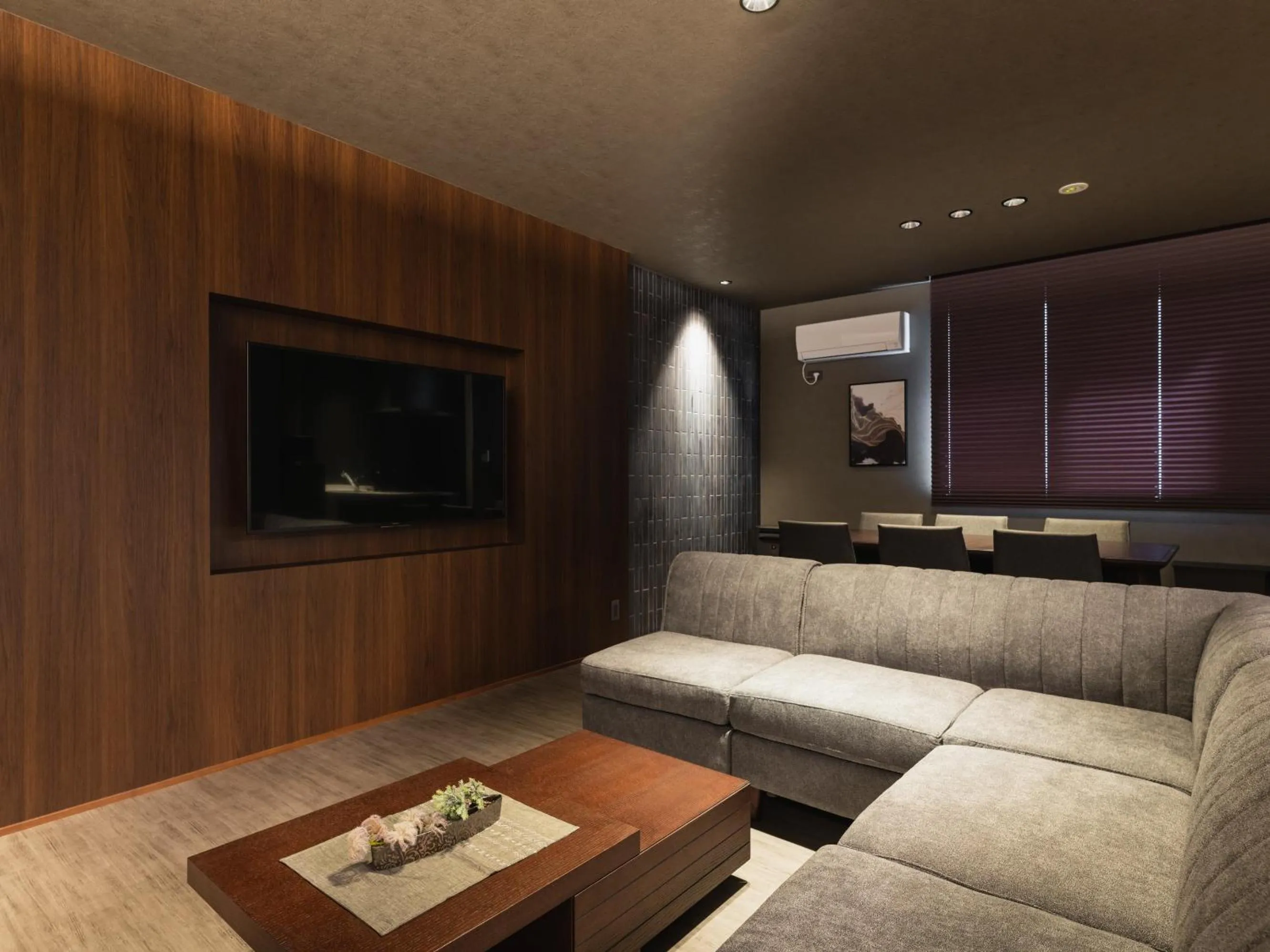 Living room in GRAND BASE Beppu Ekimae