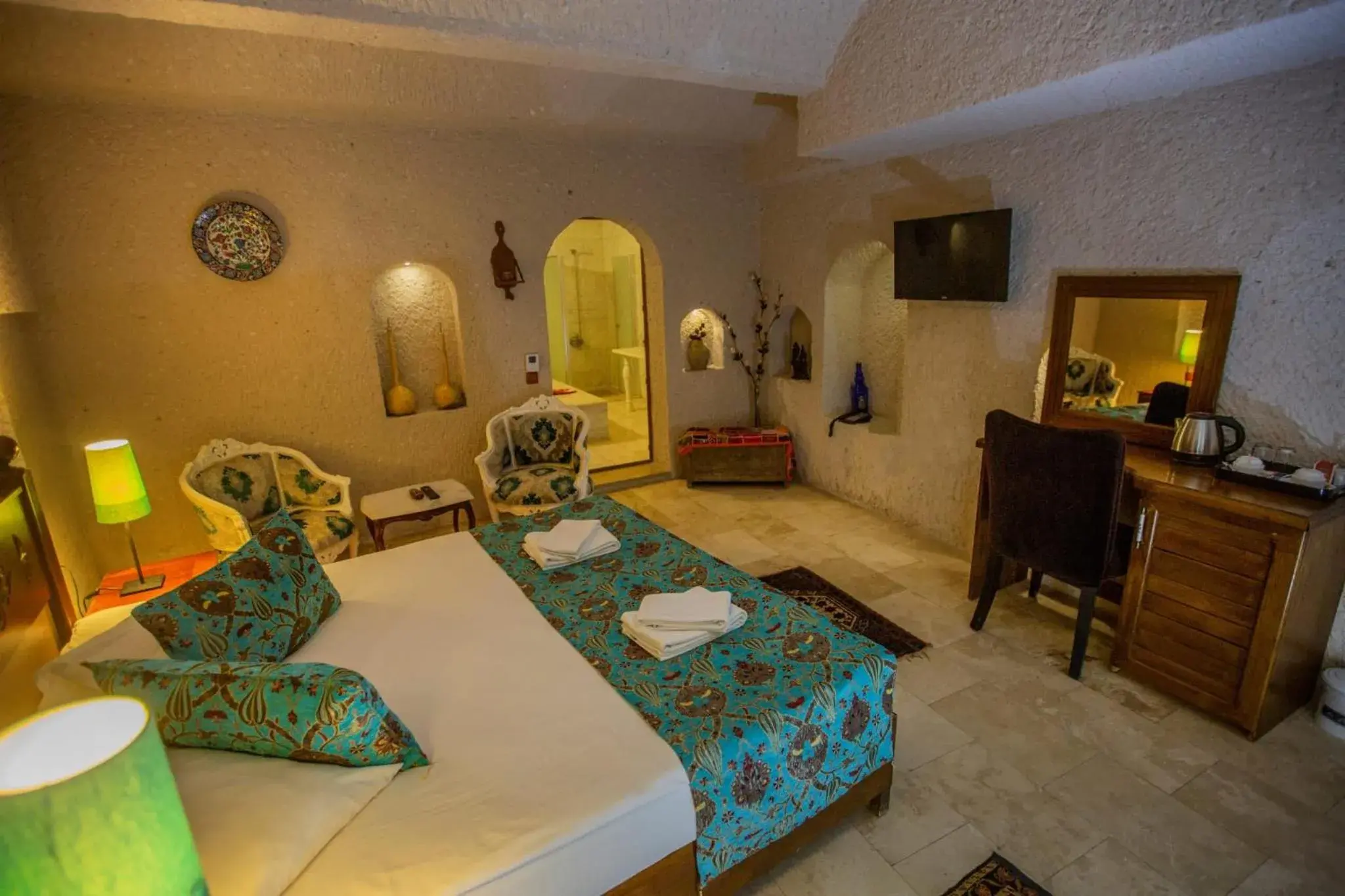 Bed in Hermes Cave Hotel Bed in Hermes Cave Hotel