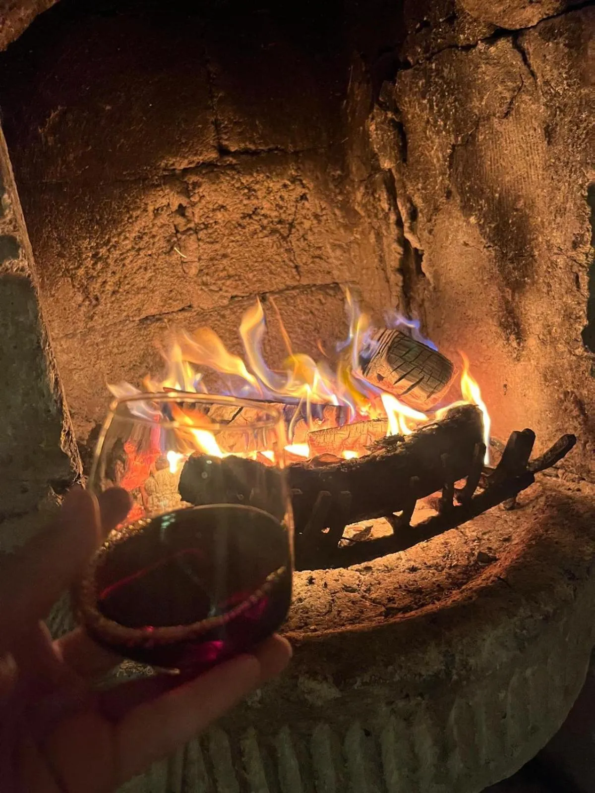 fireplace in Hermes Cave Hotel