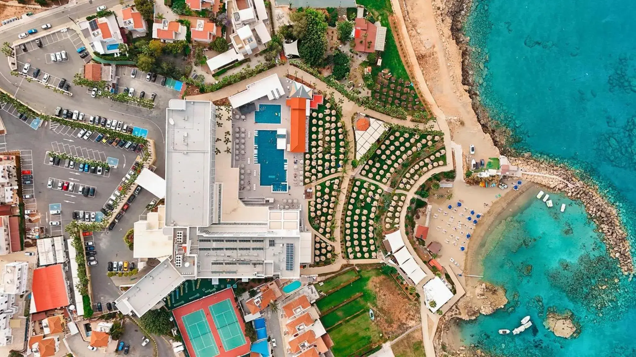 Bird's eye view in Cavo Maris Beach Hotel Bird's eye view in Cavo Maris Beach Hotel