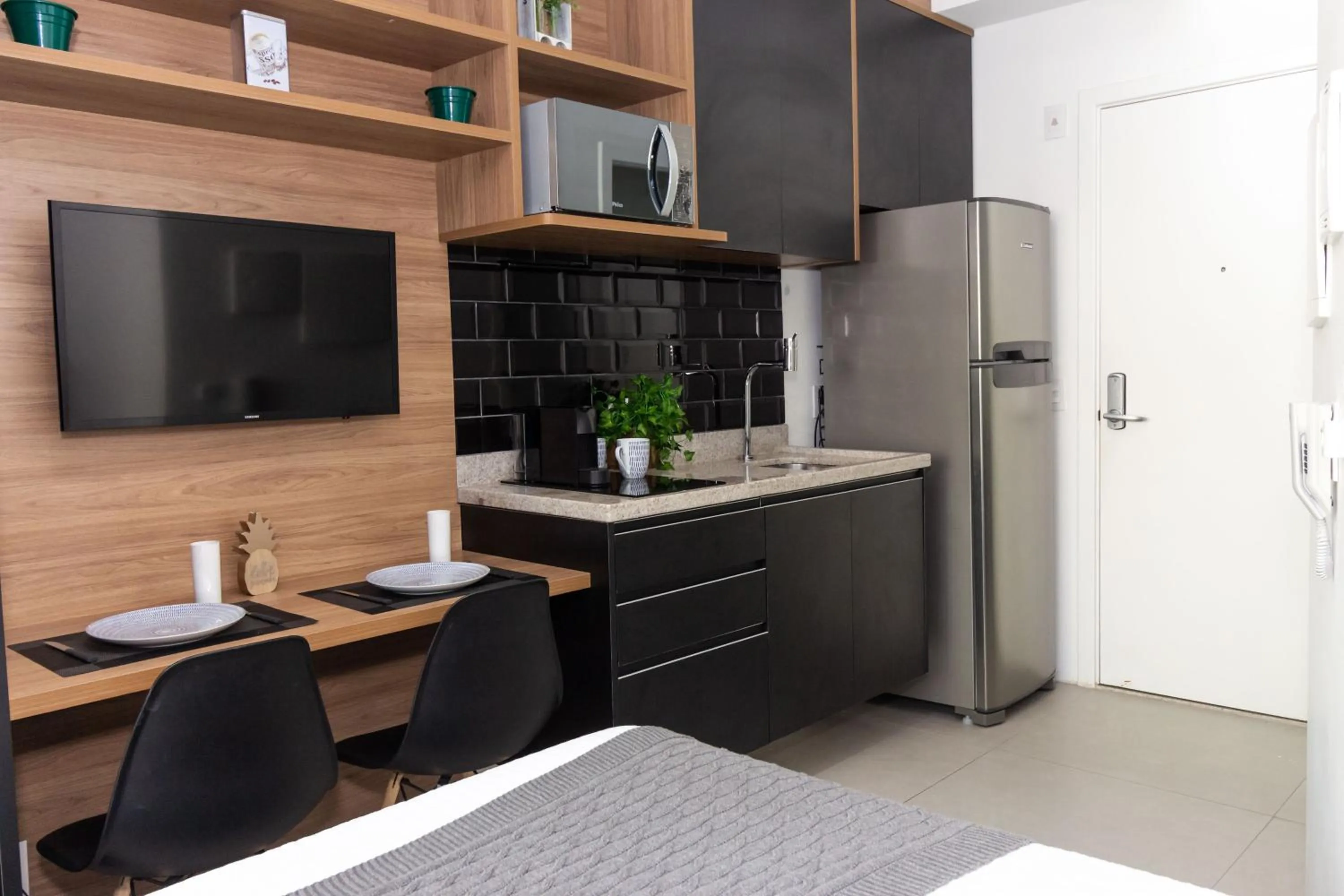 Kitchen or kitchenette in 360 Suítes Sé