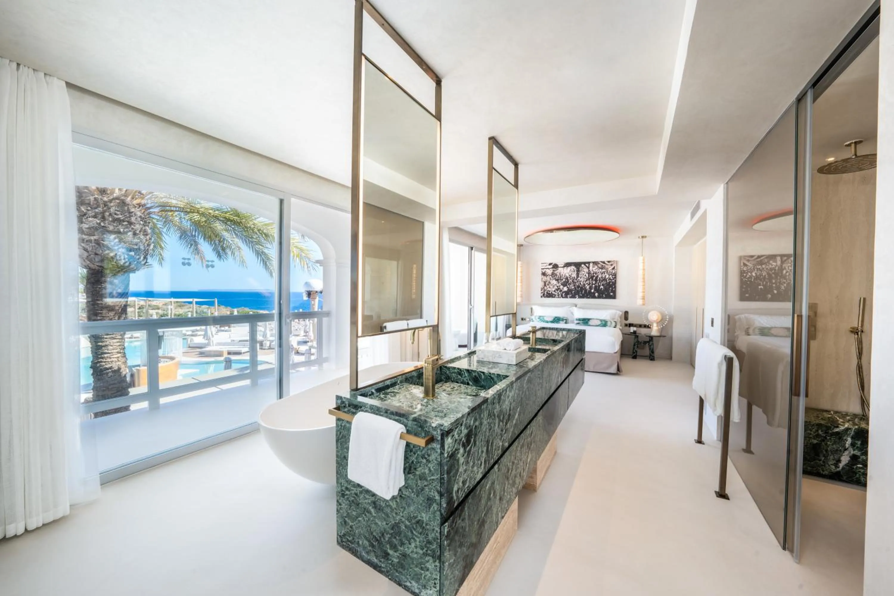 Bathroom, Bed in Destino Five Ibiza - 5-Star Grand Luxe Resort