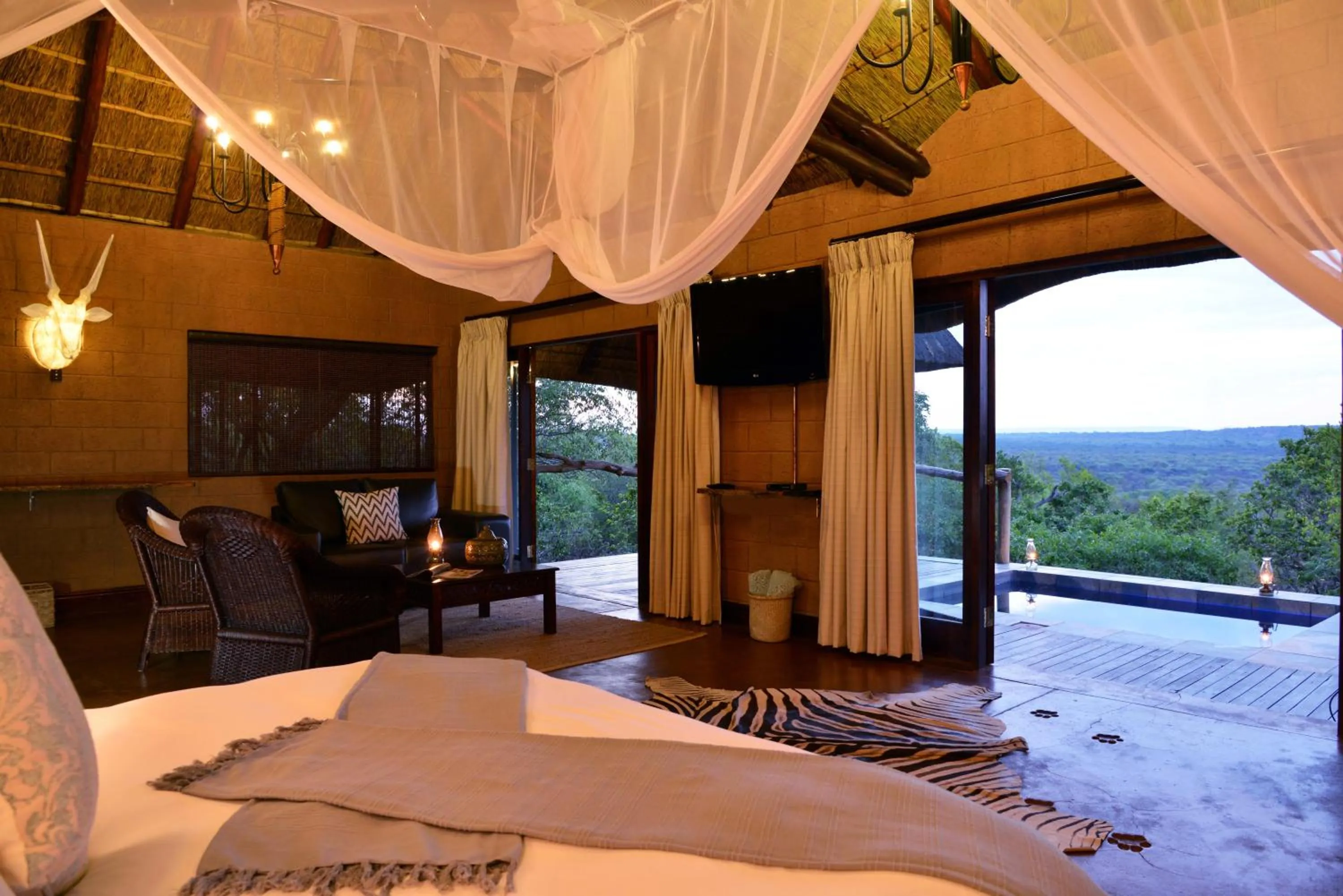 View (from property/room), Bed in Zwahili Private Game Lodge & Spa
