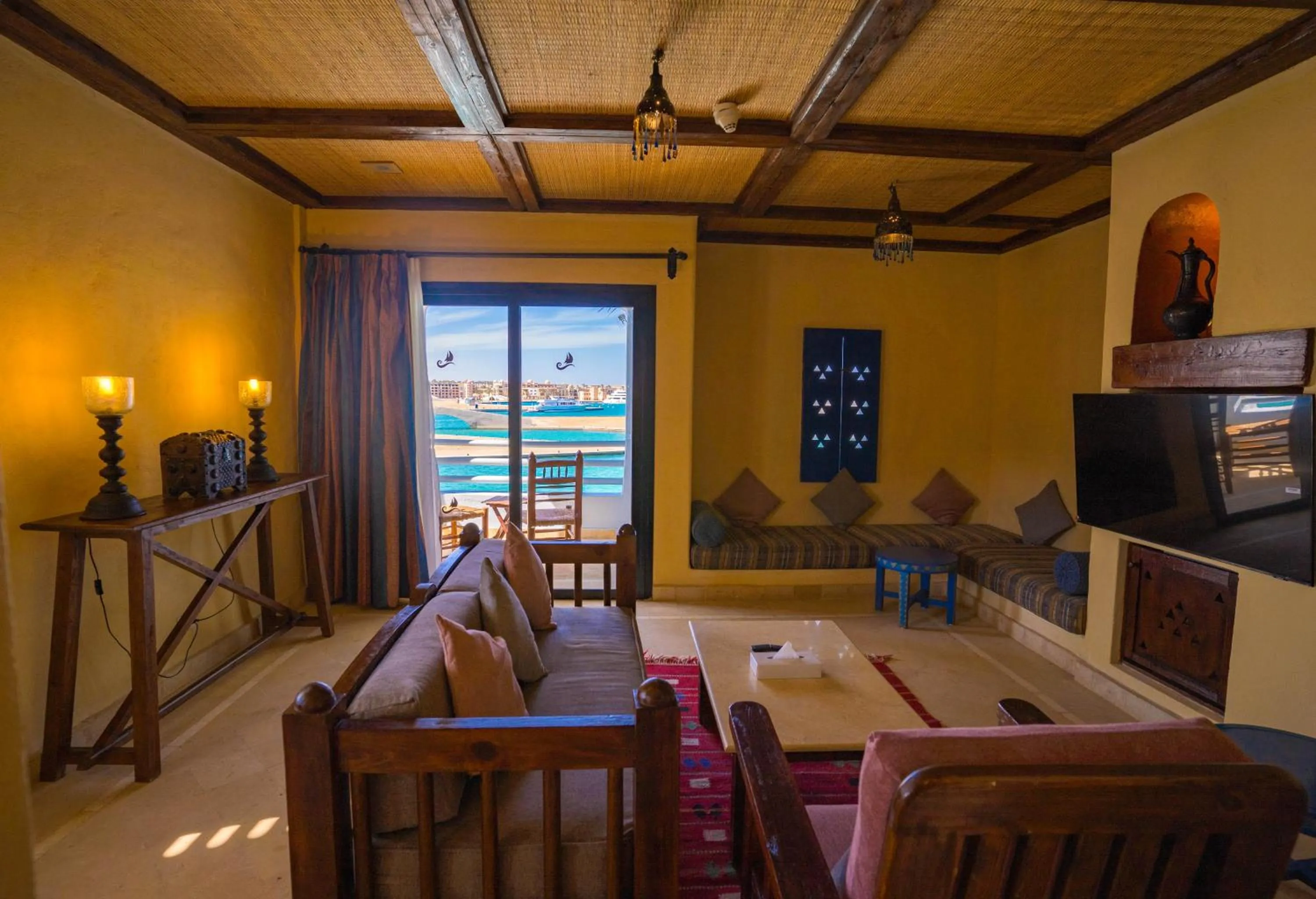 Communal lounge/ TV room in Marina Lodge at Port Ghalib
