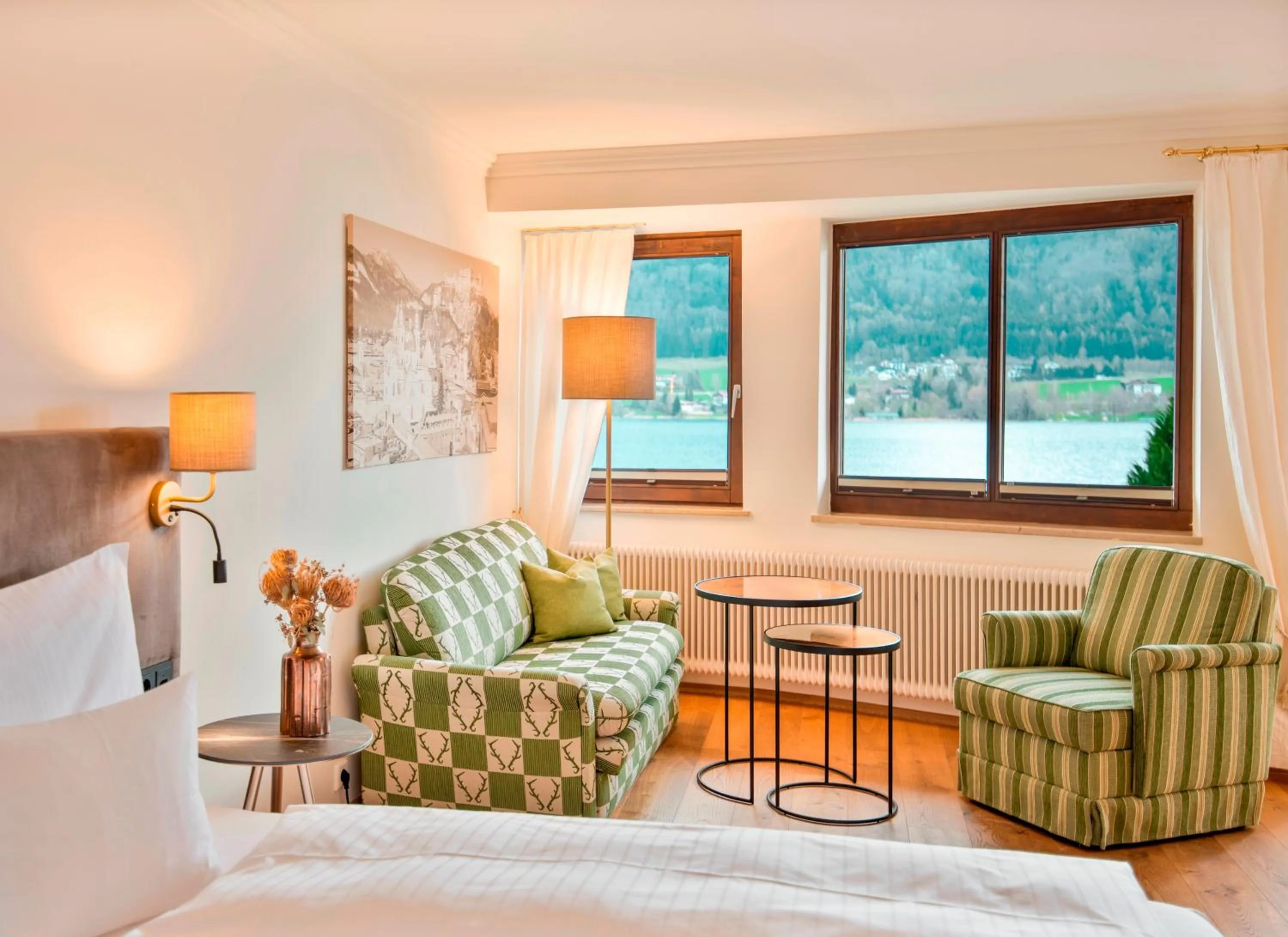 View (from property/room), Bed in Waldhof Fuschlsee Resort