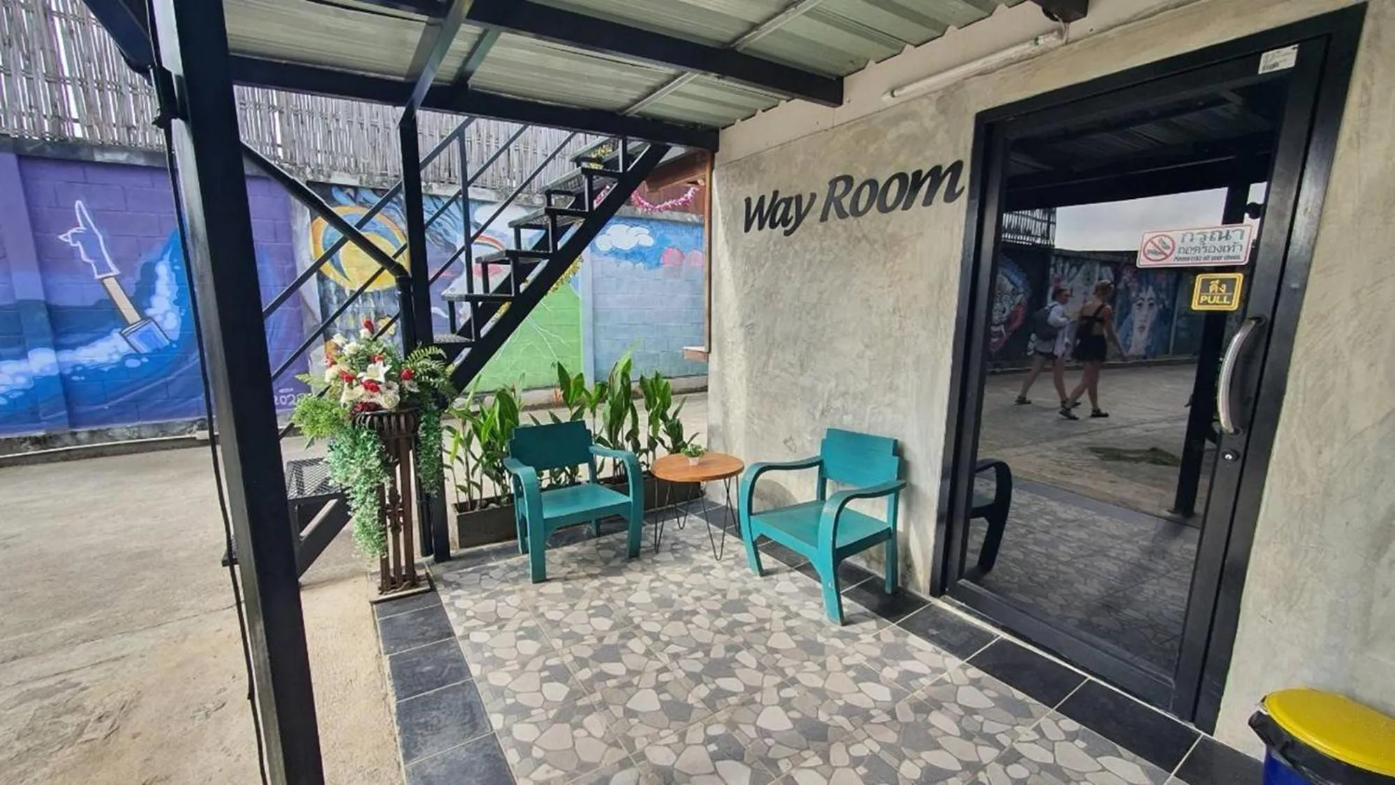 Seating area in Pai My Way Hostel