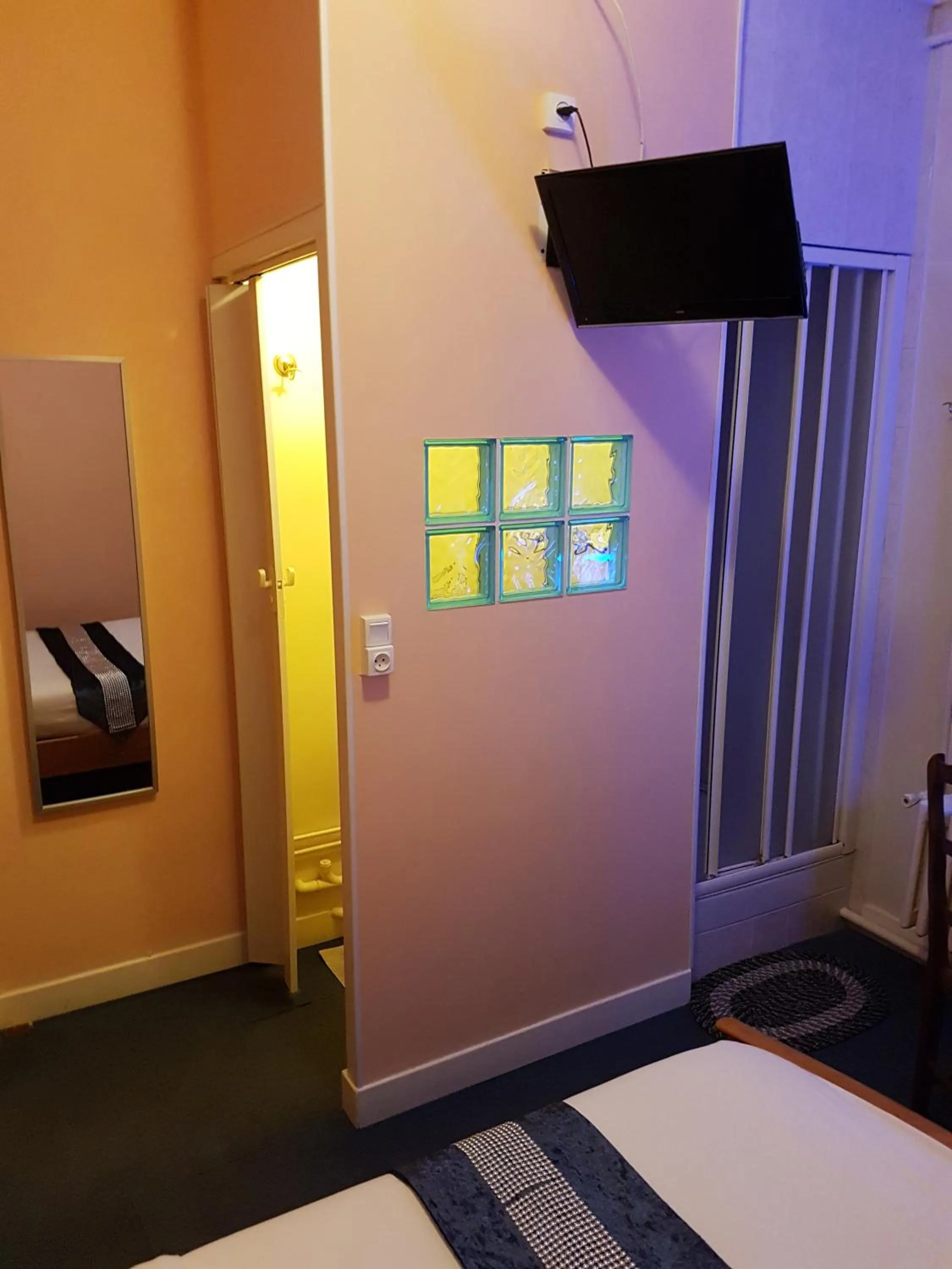 Bathroom, Bed in Hôtel le Petit Château proche parc des expositions porte de versailles