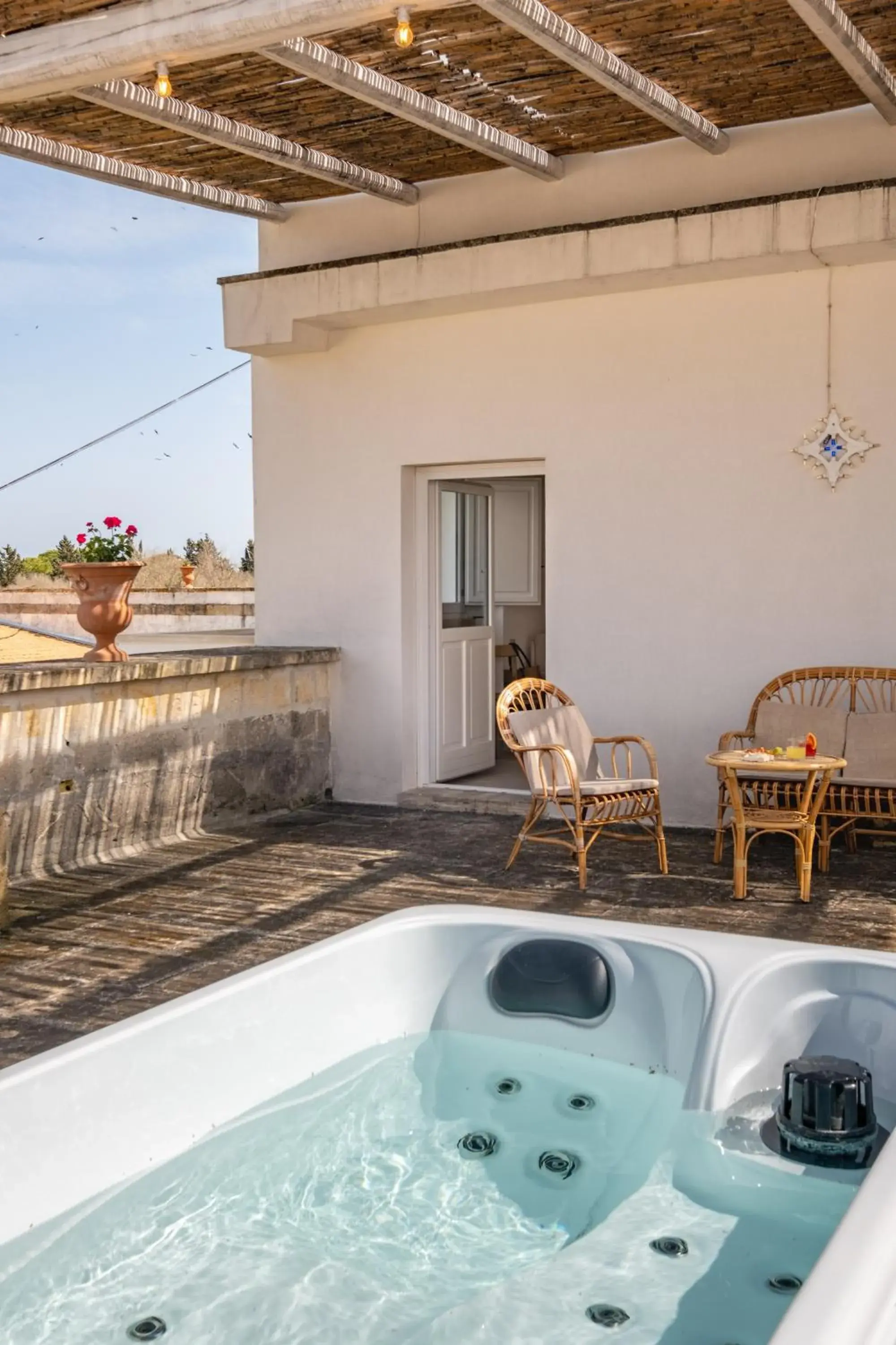 Pool view in Masseria Rauccio Pool view in Masseria Rauccio