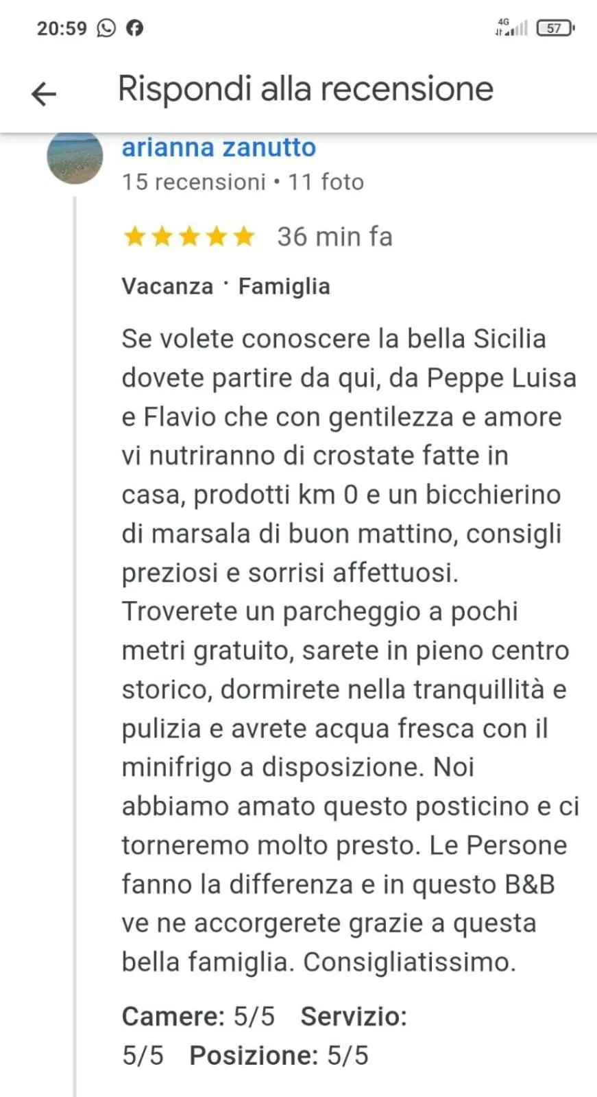 Text overlay in B&B A Modo Mio