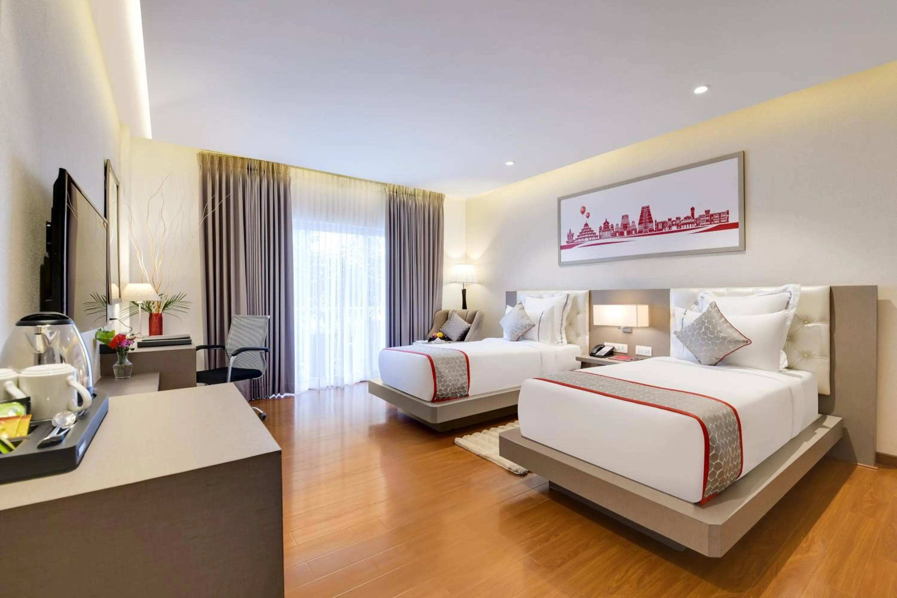 Photo of the whole room, Bed in Ramada by Wyndham Bengaluru Yelahanka