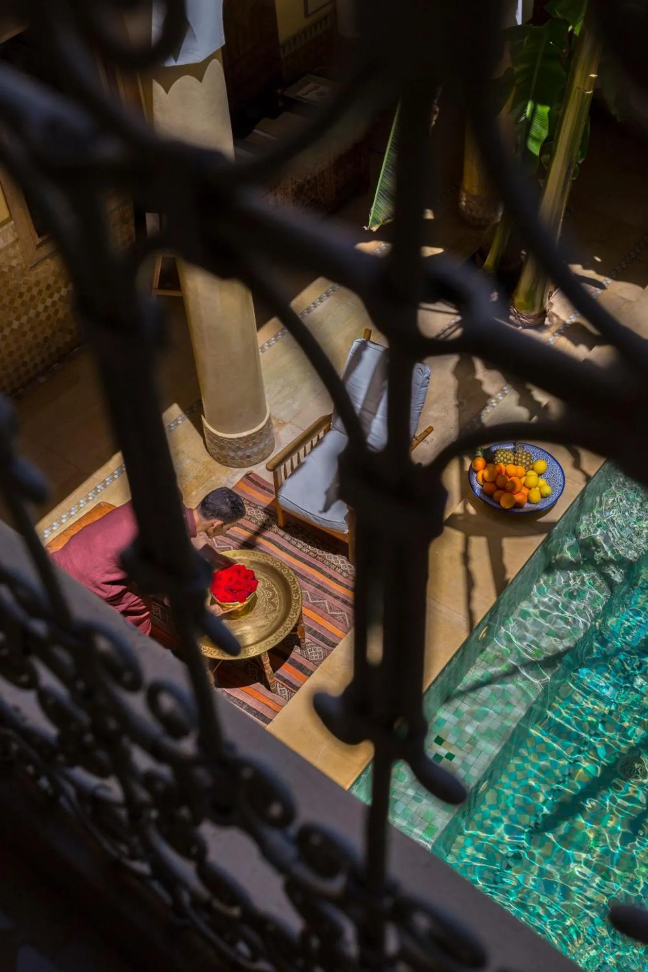 Pool view in Riad Azoulay