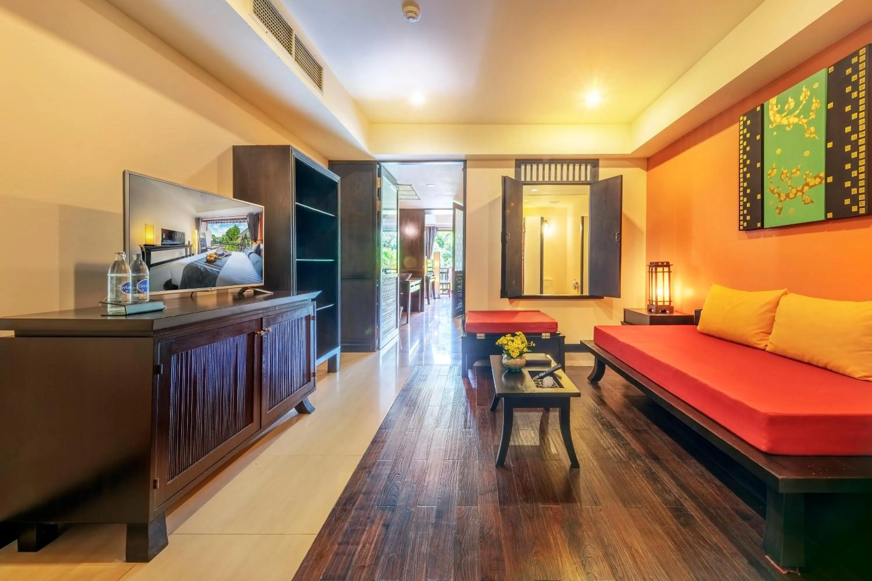 Seating area, Bed in Chada Lanta Beach Resort