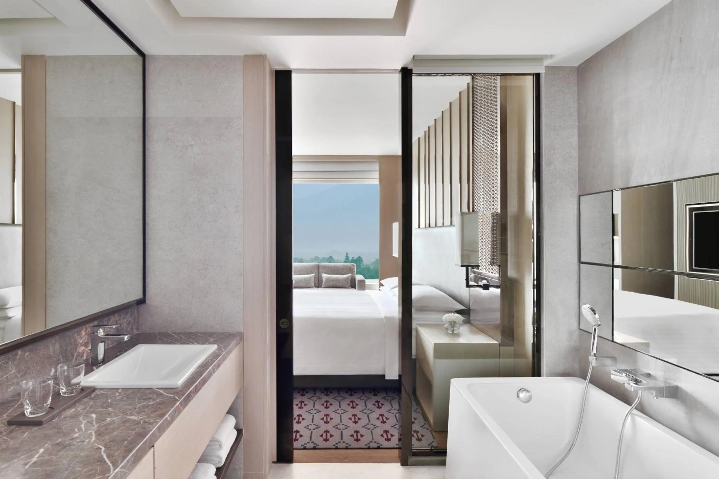 Bathroom, Bed in Kathmandu Marriott Hotel