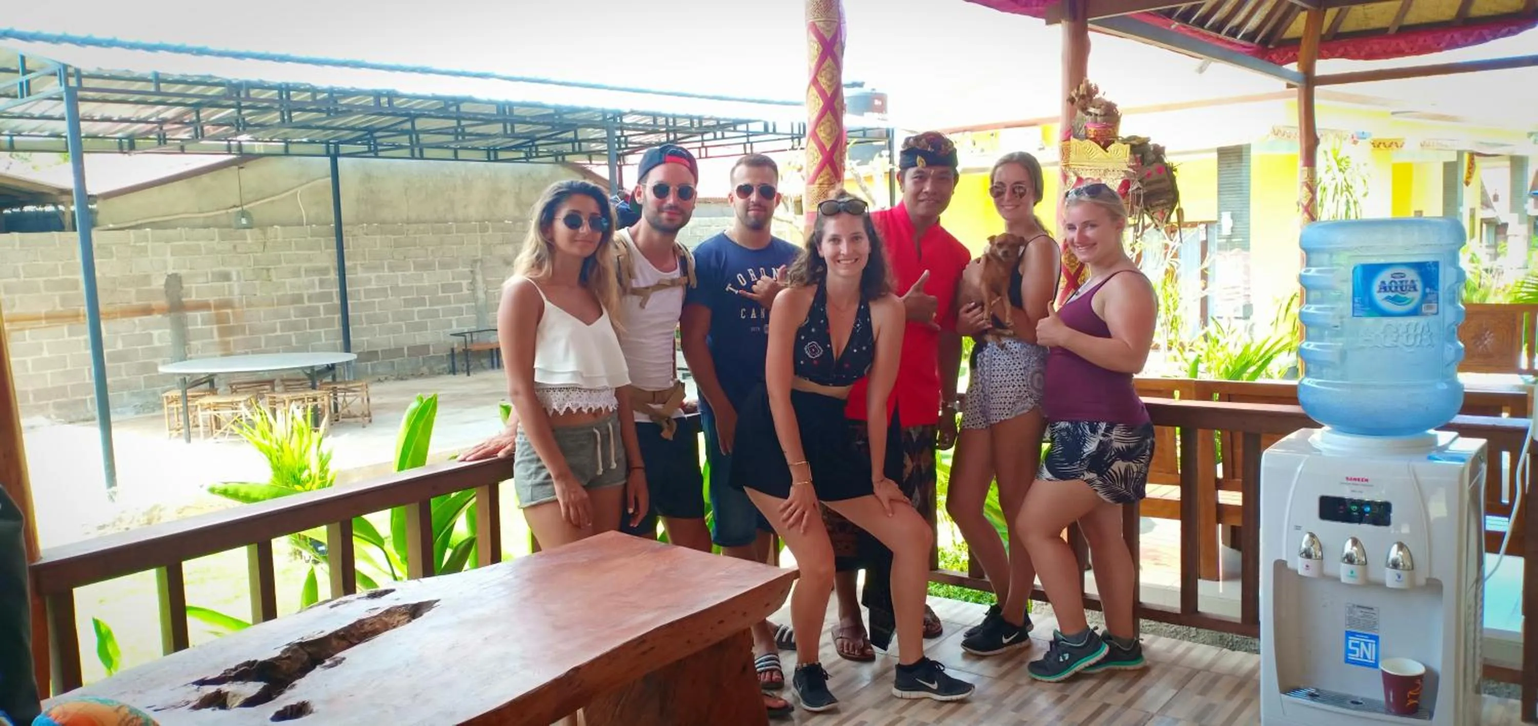 group of guests in Dream Beach Hostel Lembongan