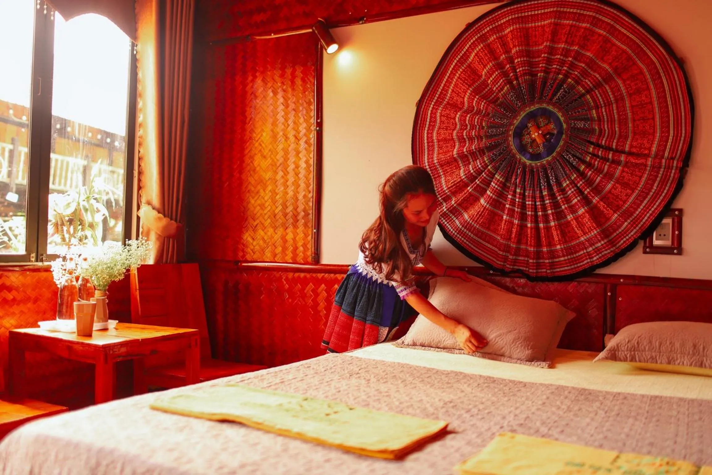 People in Golden Jungle House