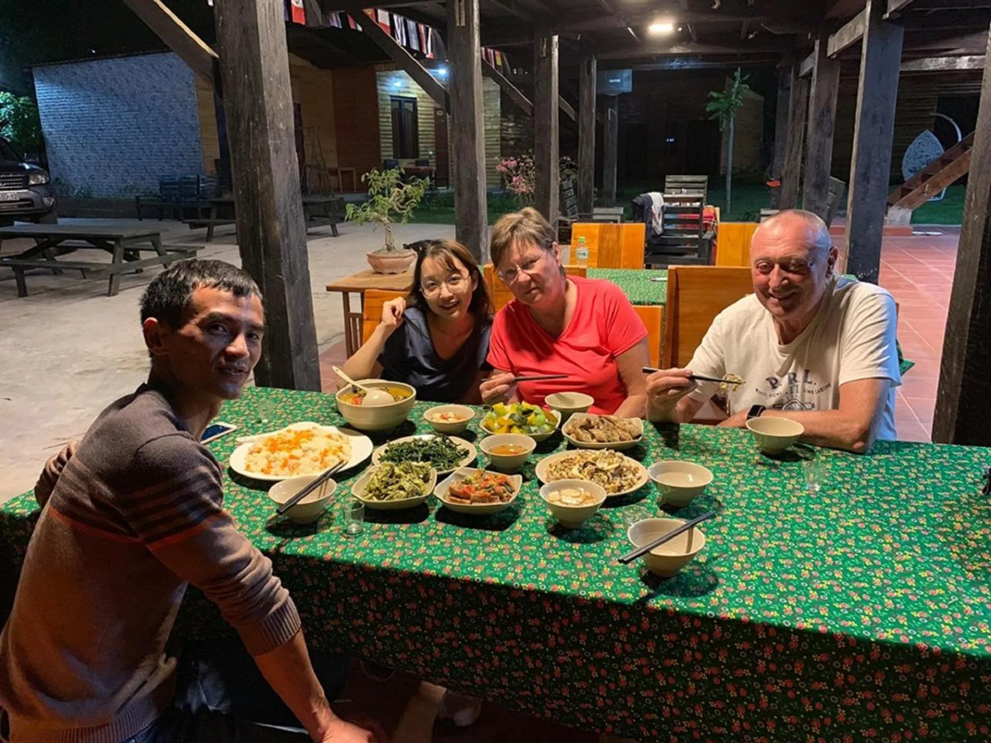 People in Golden Jungle House