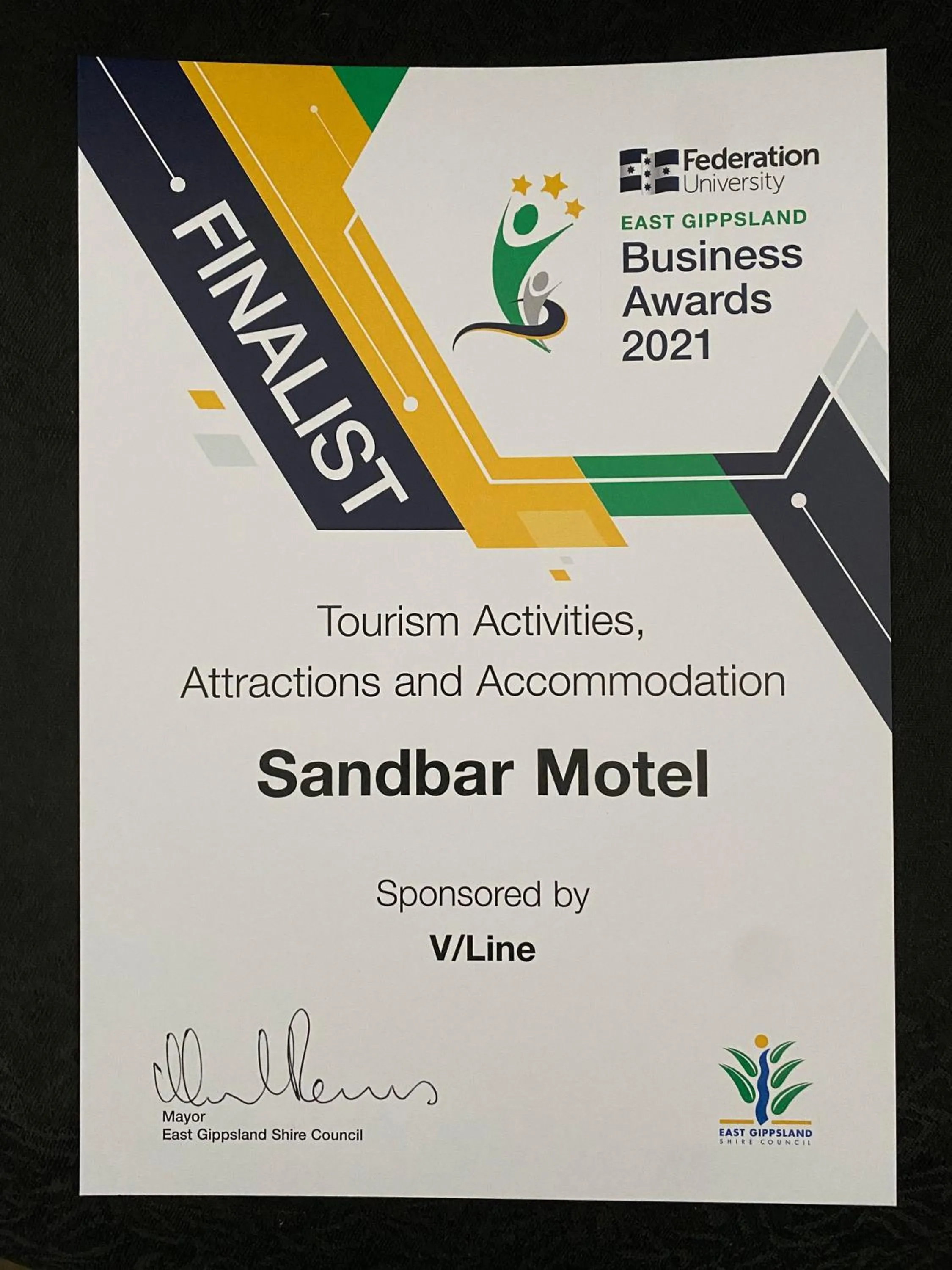 Certificate/Award in Sandbar Motel