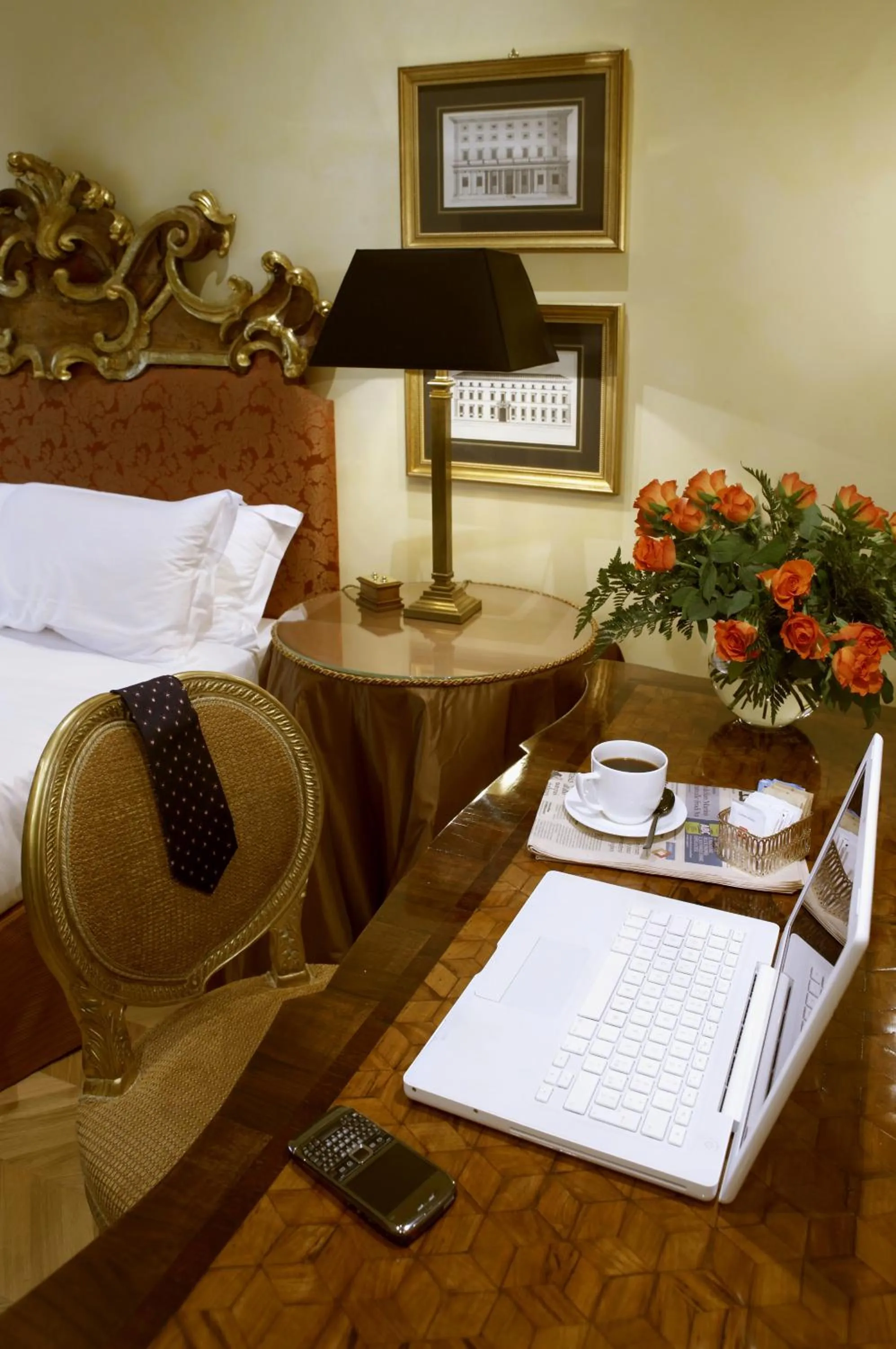 Decorative detail, Bed in Hotel Villa Duse