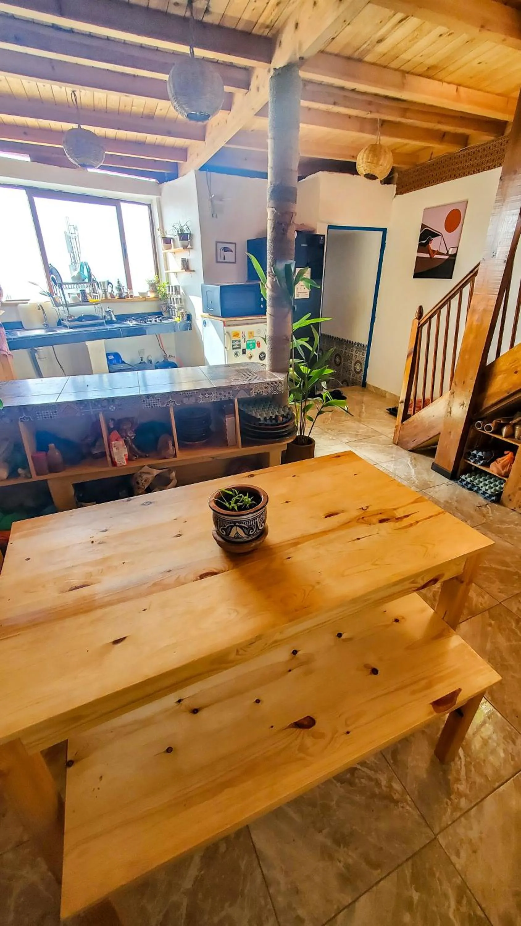 Communal kitchen in Kekai Surf House