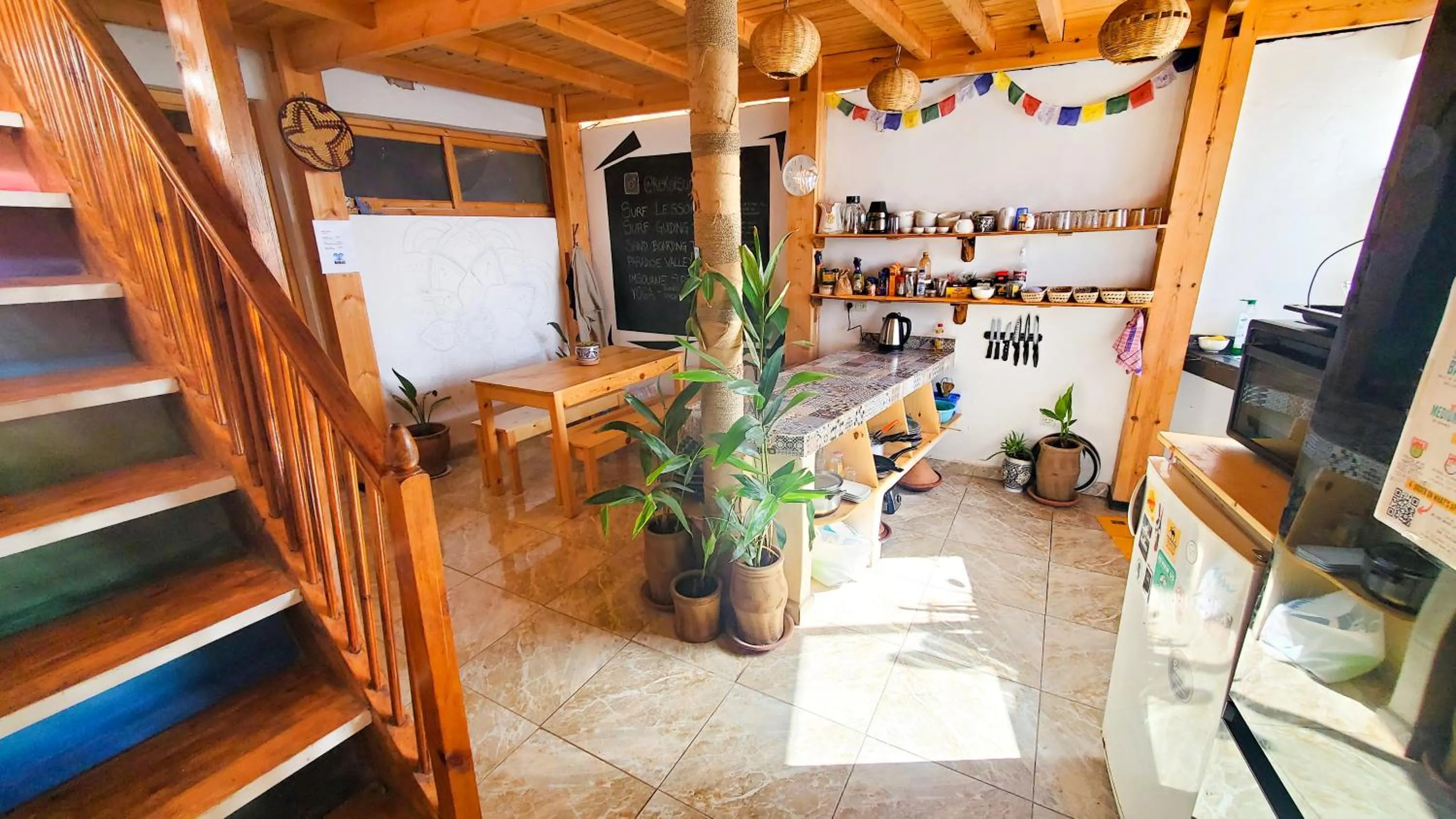 Communal kitchen in Kekai Surf House