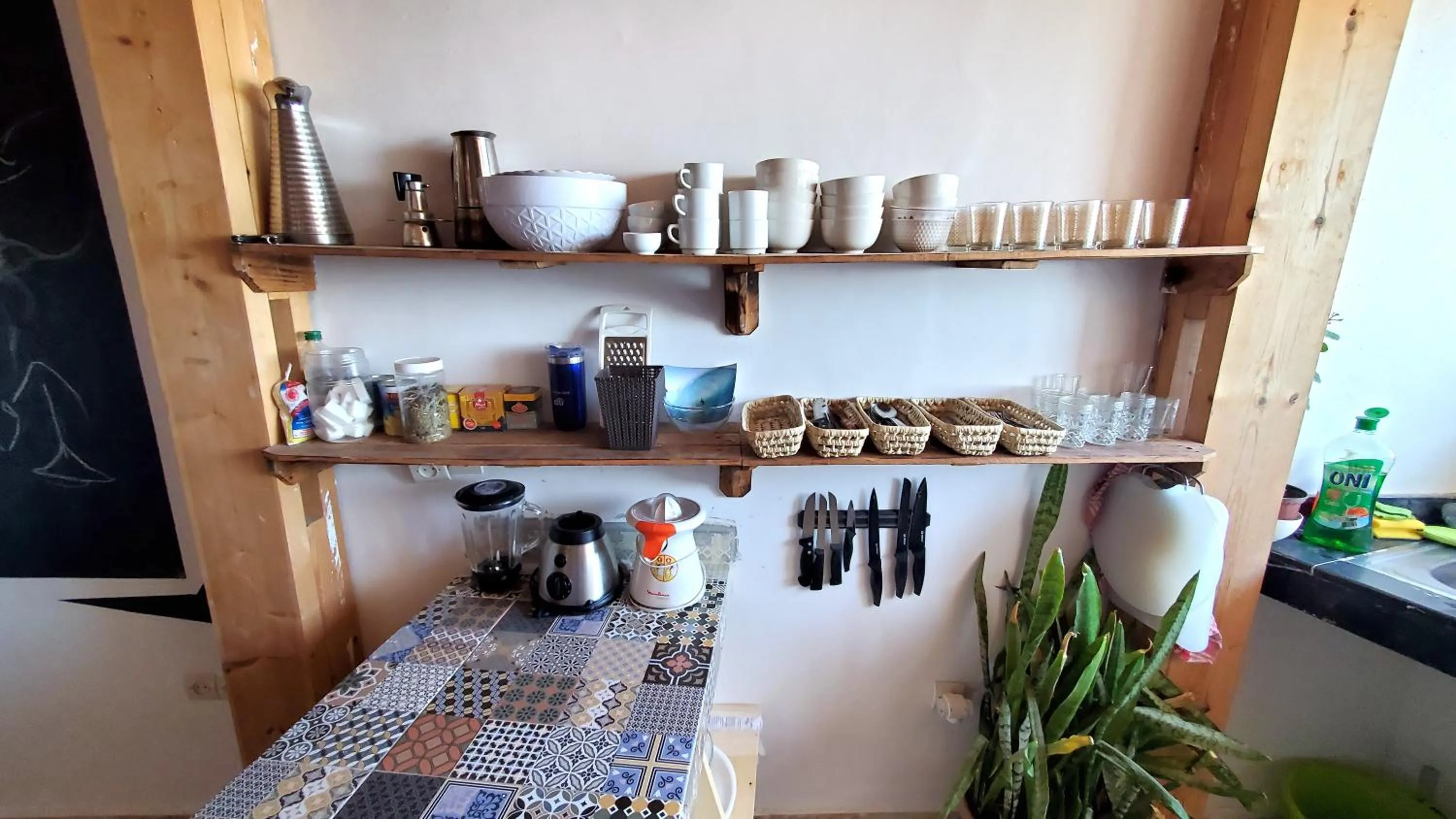 Communal kitchen in Kekai Surf House