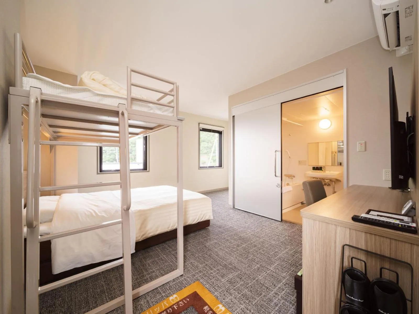 Bathroom, Bed in Super Hotel Anan Tomioka