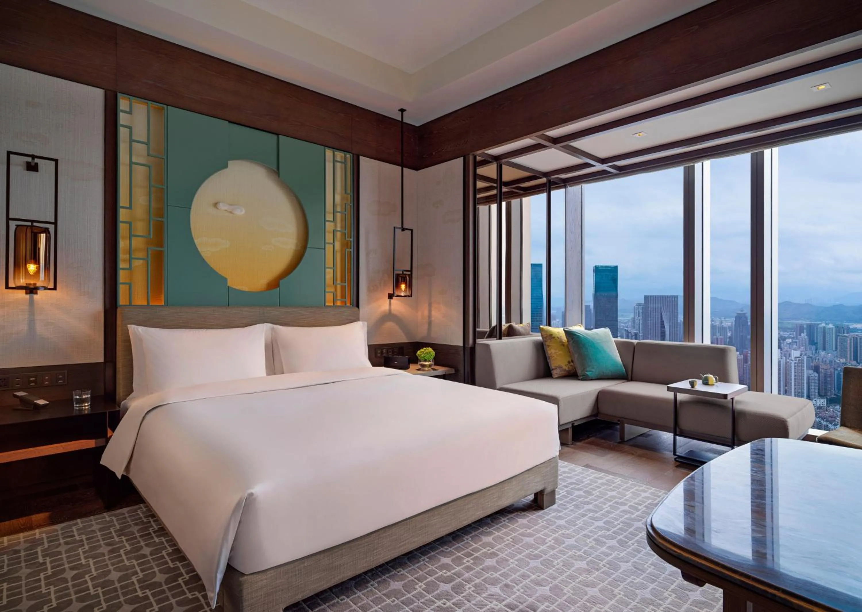 View (from property/room), Bed in Park Hyatt Shenzhen