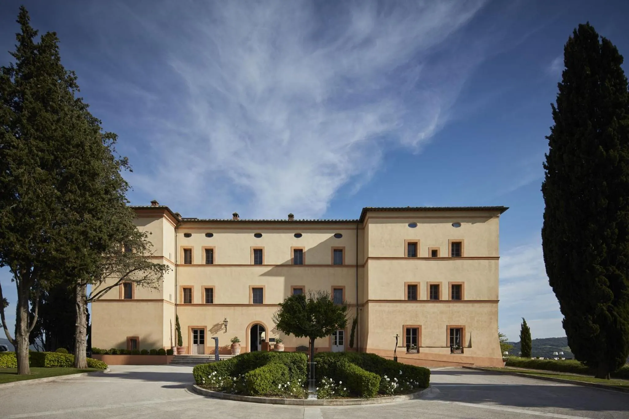 Facade/entrance in Castello di Casole, A Belmond Hotel, Tuscany
