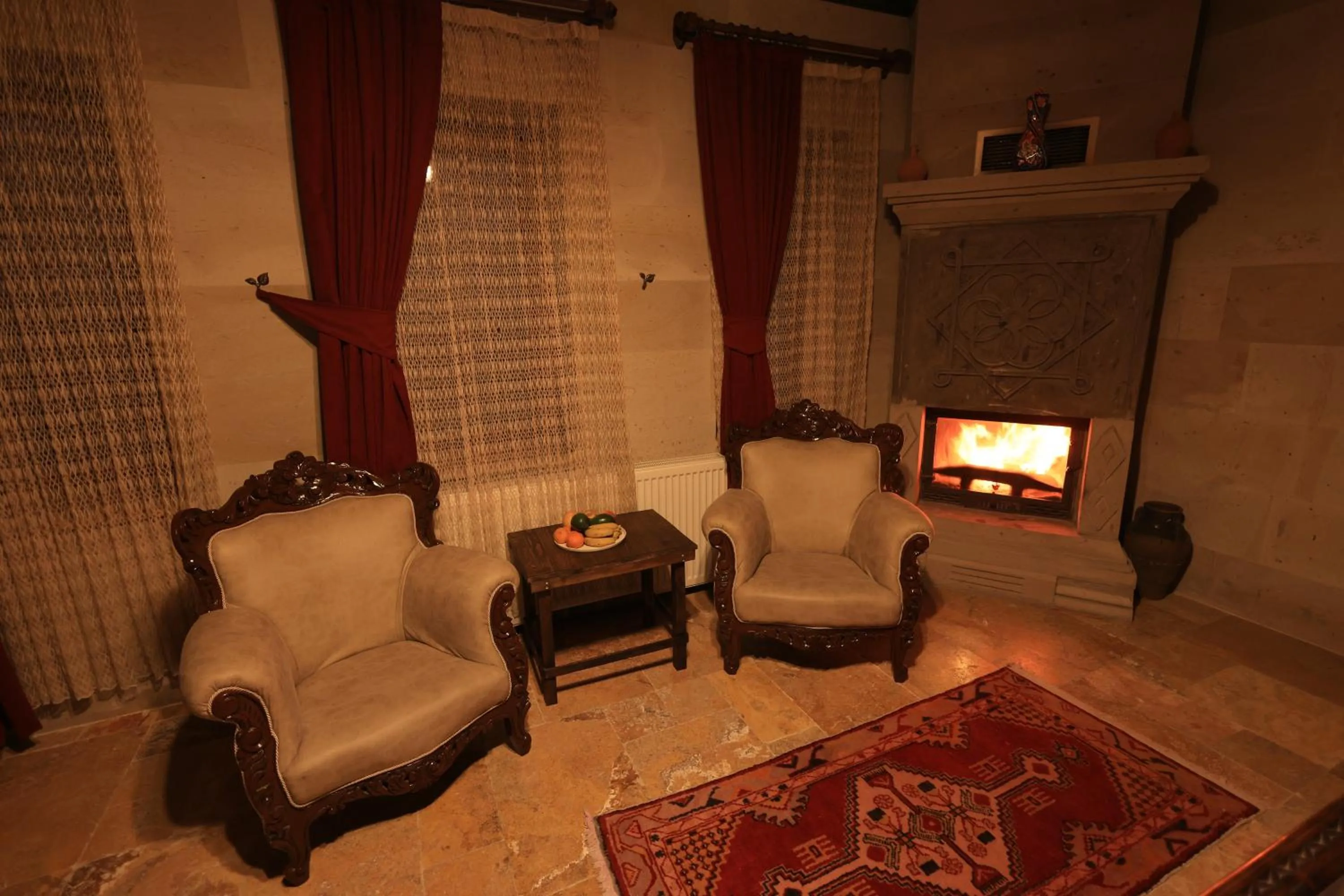 fireplace in Katapa Stone House