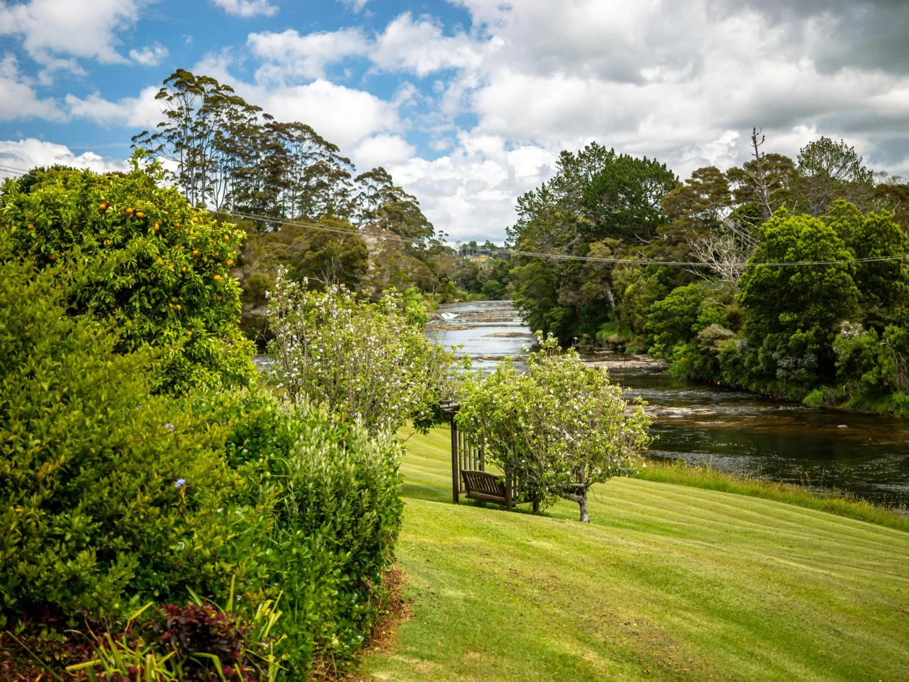 Garden view in Te Awa Lodge