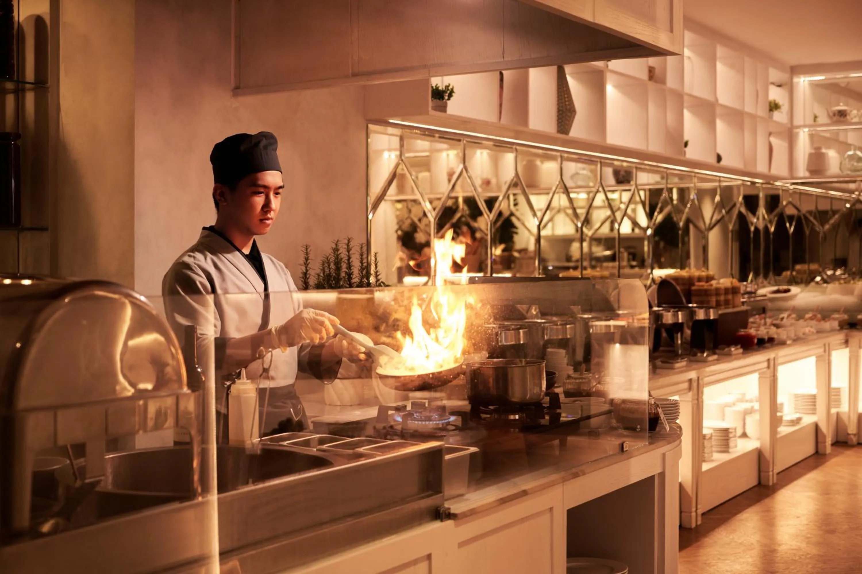 Buffet breakfast in Silverland Mây Hotel