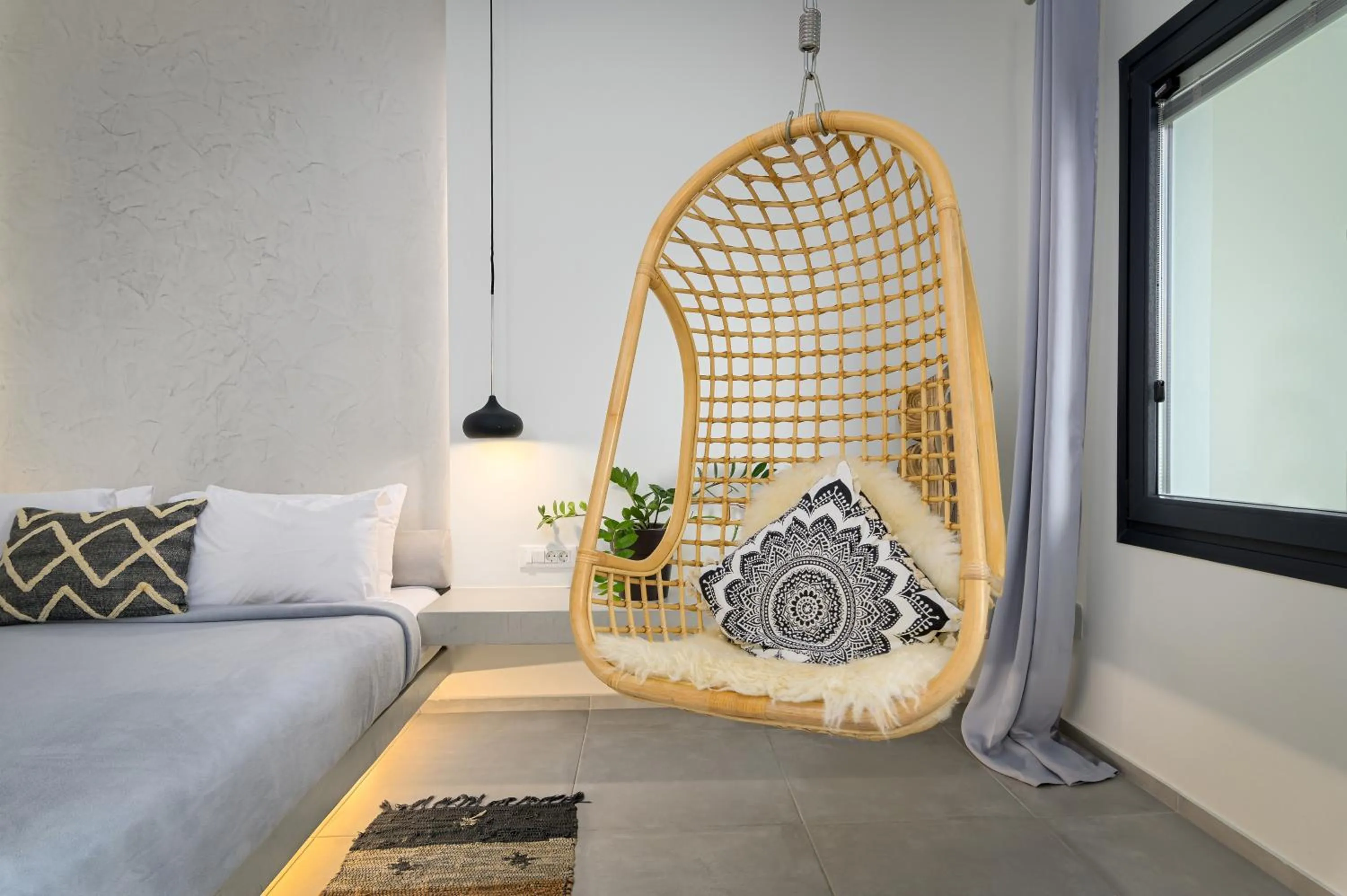 Bed in George & Joanna Suites Santorini