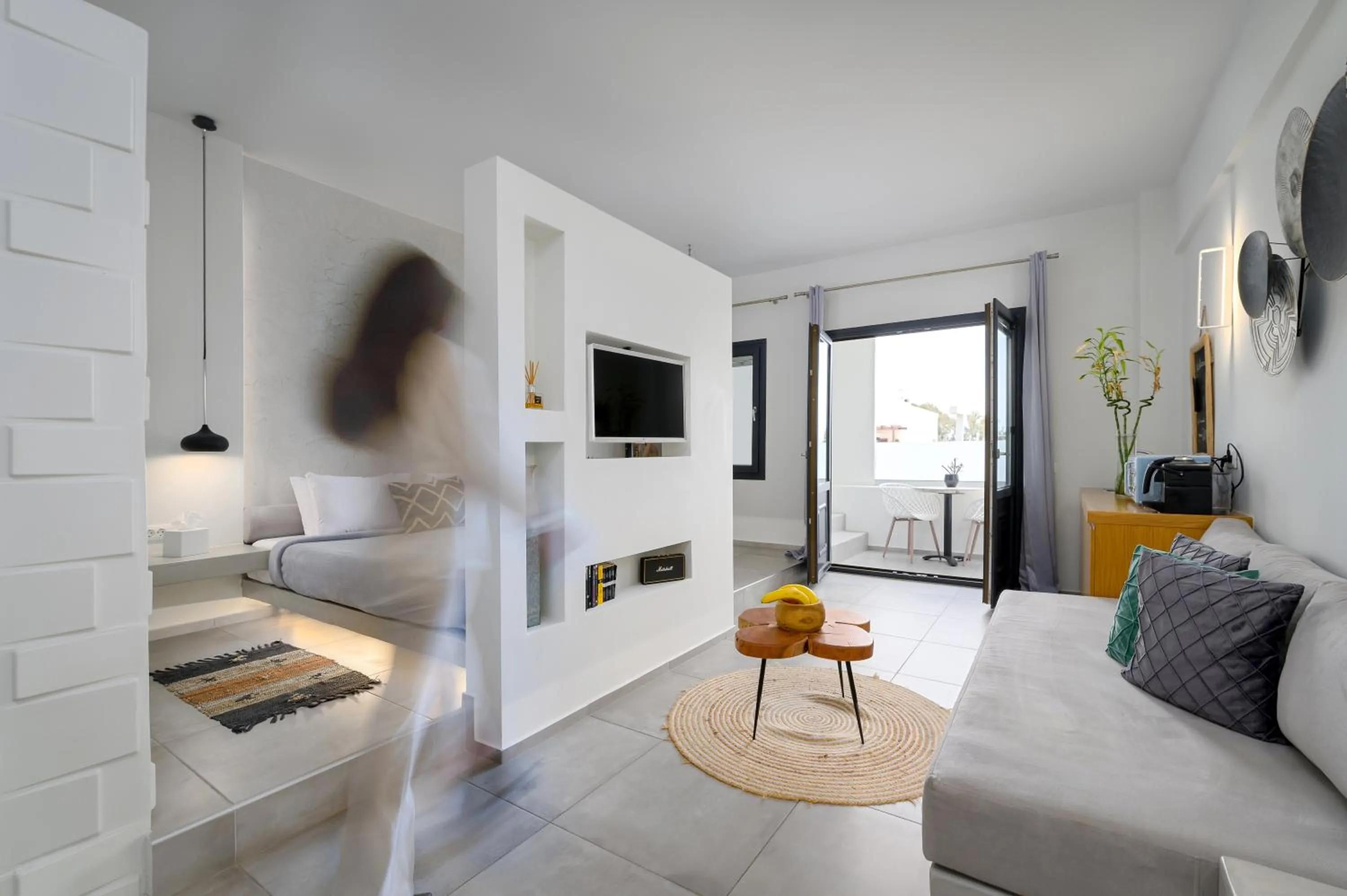 Bed in George & Joanna Suites Santorini