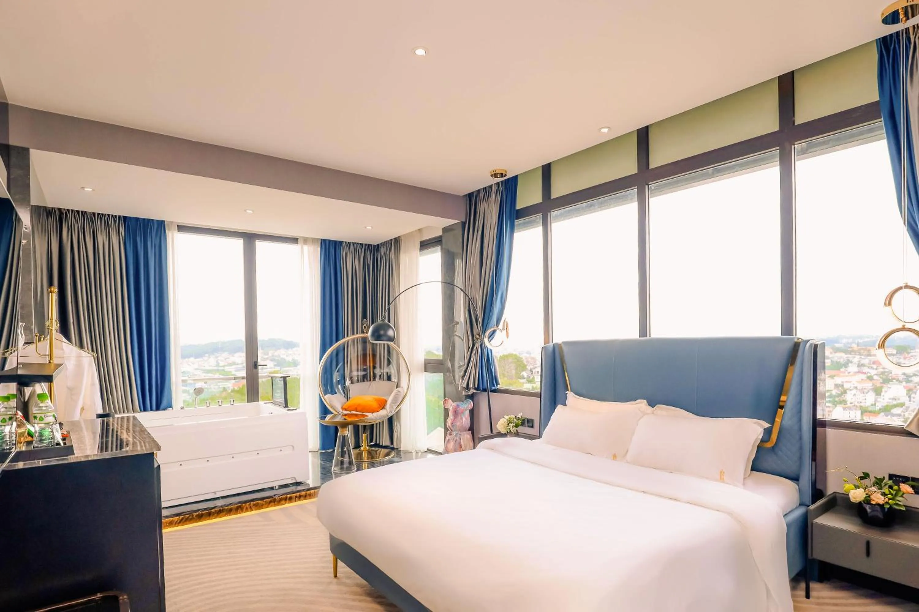 Bed in New Century Dalat Hotel