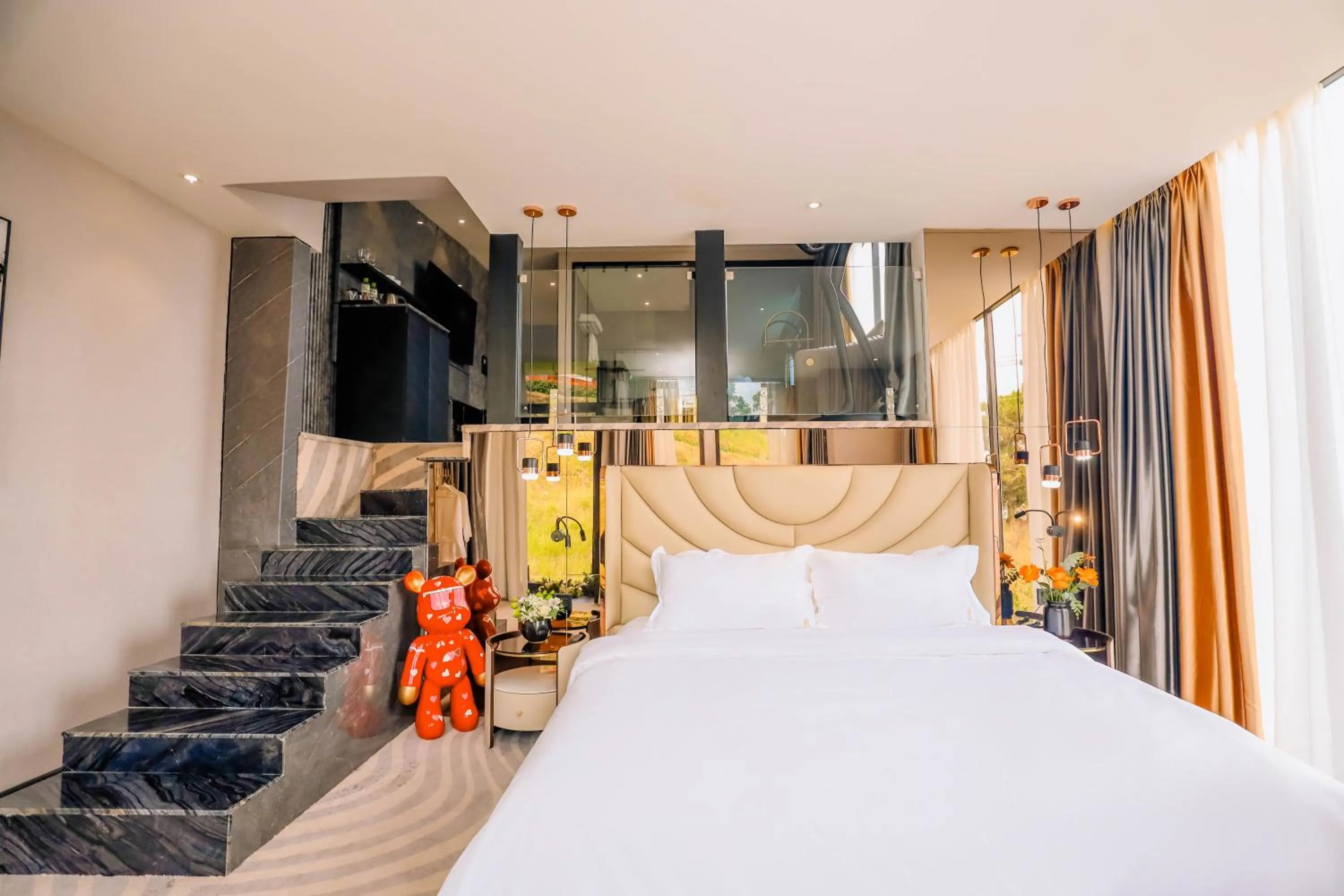 Bed in New Century Dalat Hotel