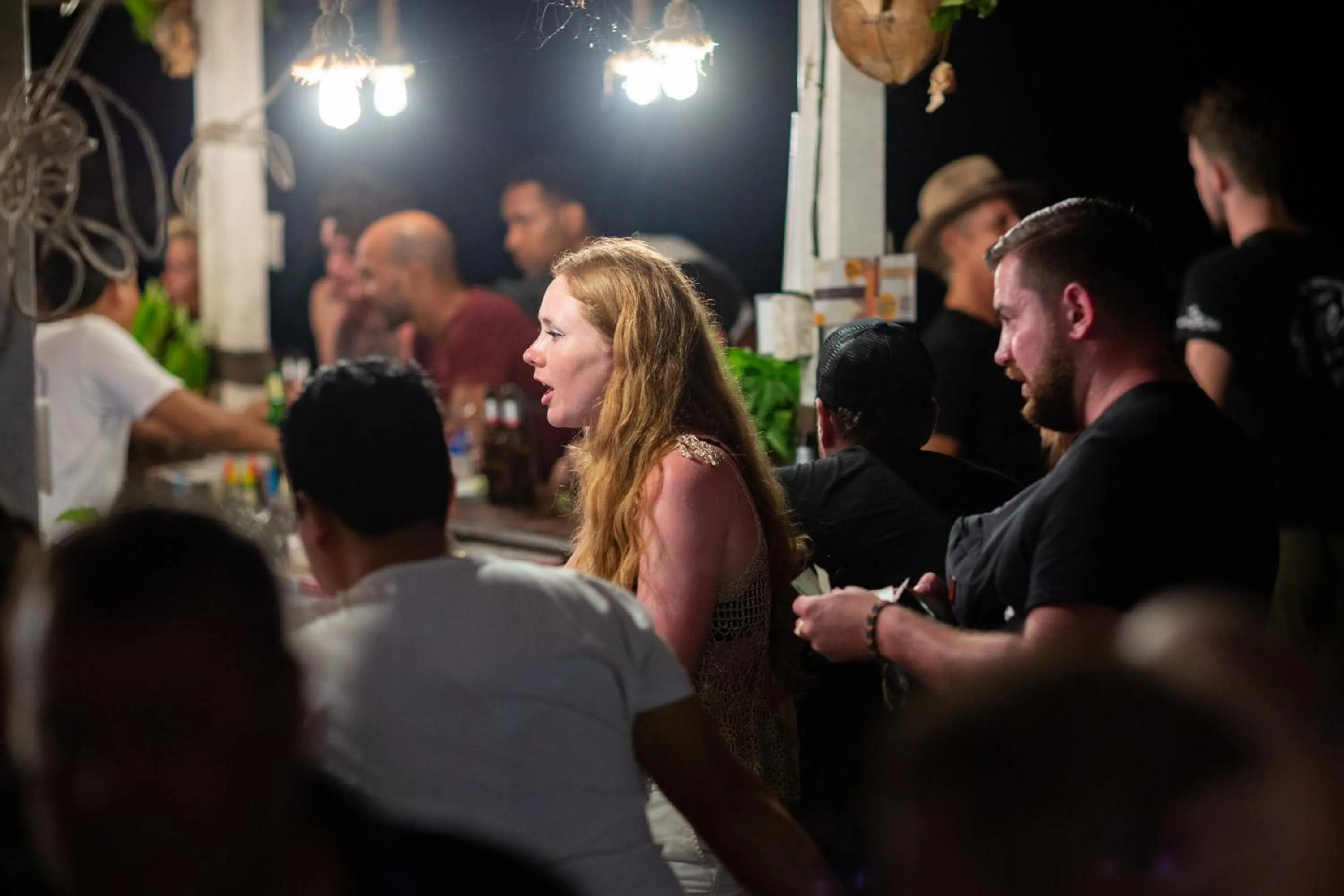 group of guests in Tiki Beach Koh Phangan Beach Restaurant Bar and Coworking