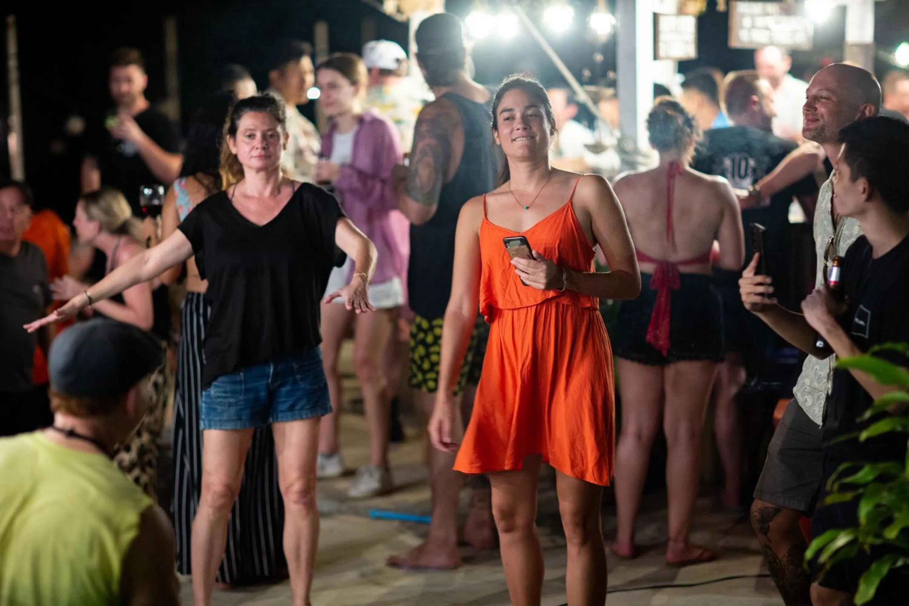 group of guests in Tiki Beach Koh Phangan Beach Restaurant Bar and Coworking