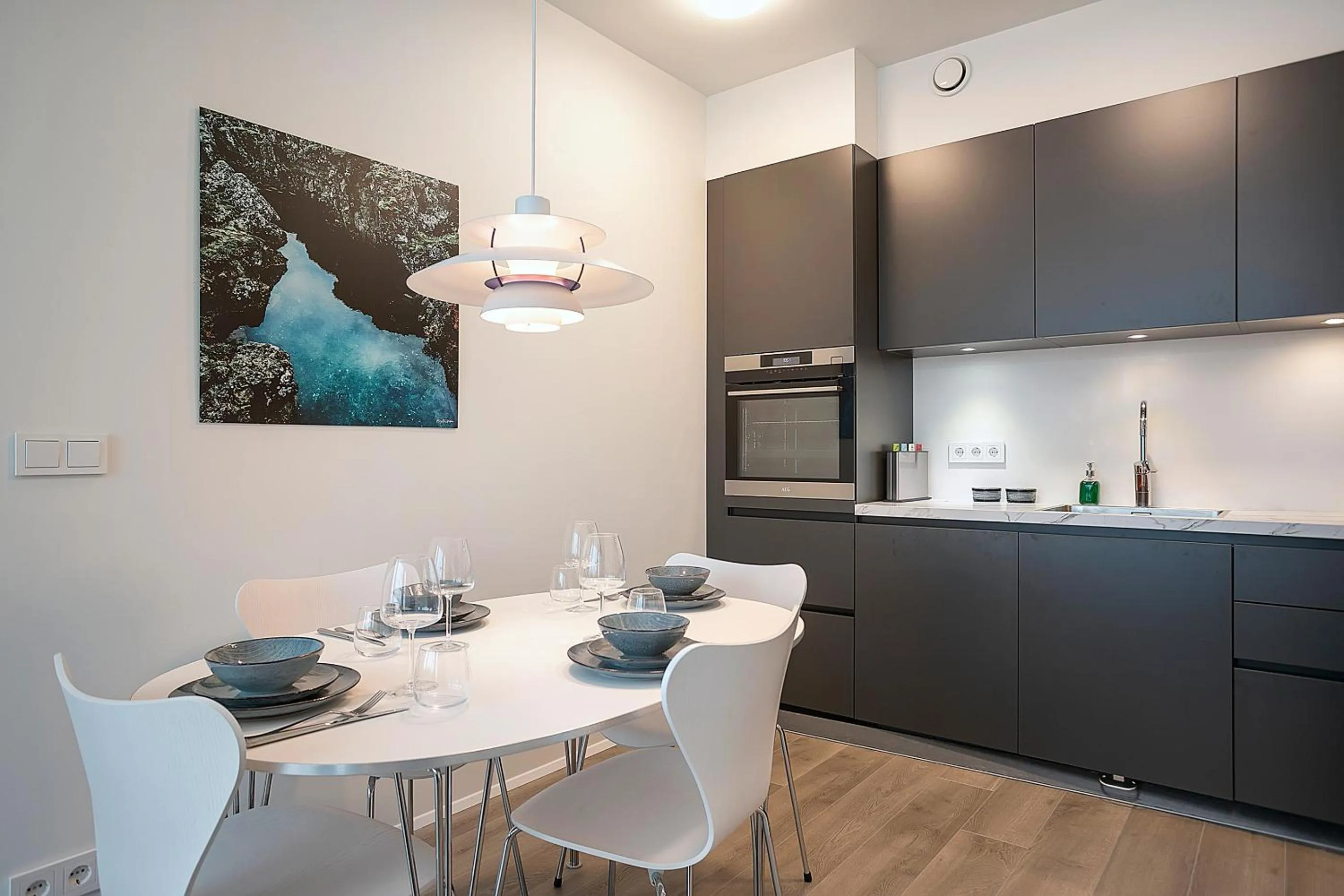 Kitchen or kitchenette in Sif Apartments by Heimaleiga