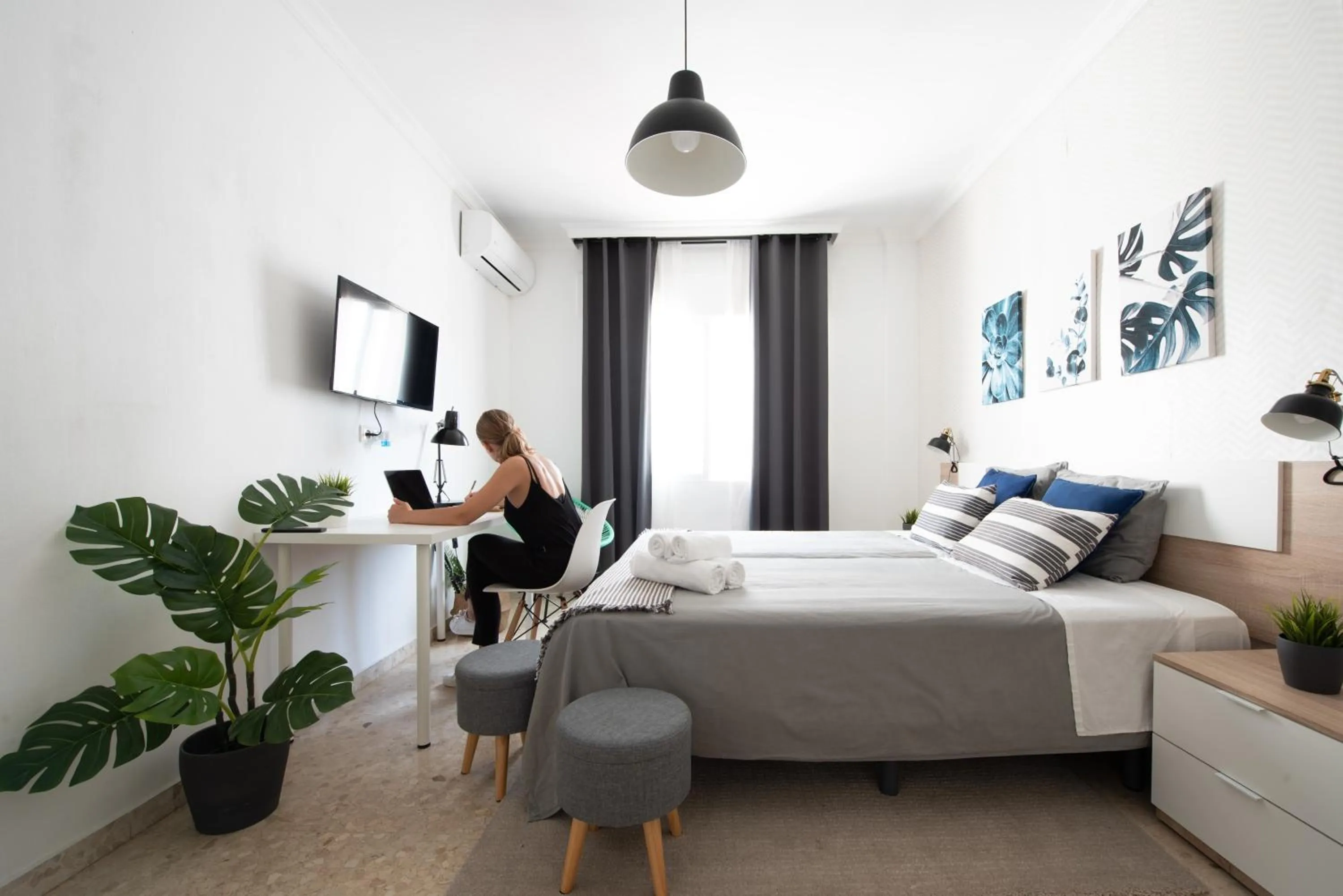 TV and multimedia, Bed in Nordik Rooms Urban - Trinidad "Copenhague"