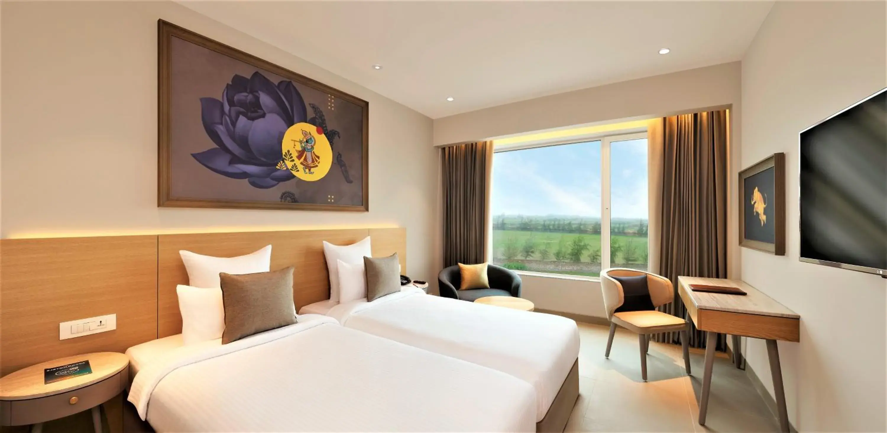 View (from property/room), Bed in Ginger Dwarka View (from property/room), Bed in Ginger Dwarka