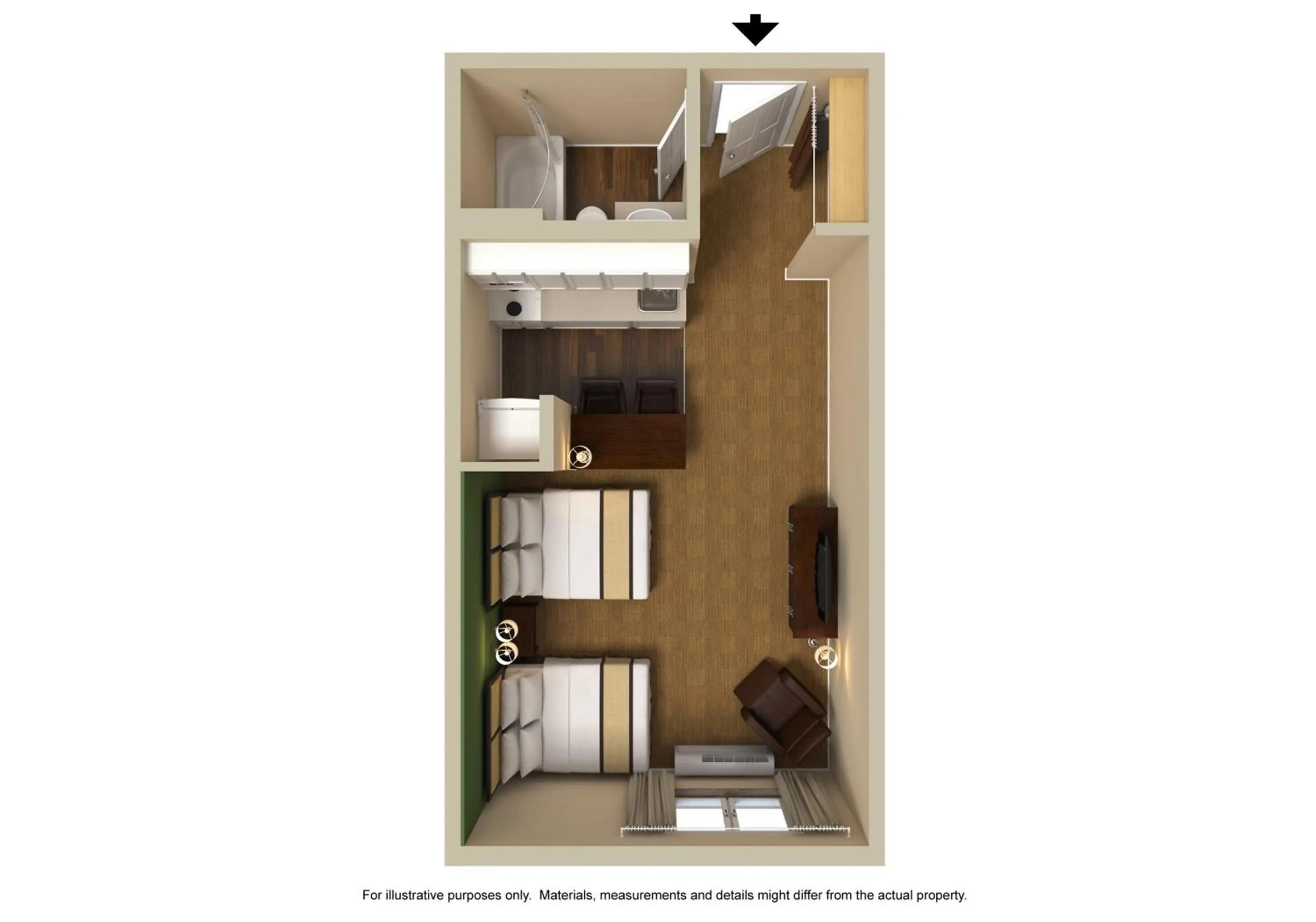Floor plan in Extended Stay America Suites - Kansas City - Airport