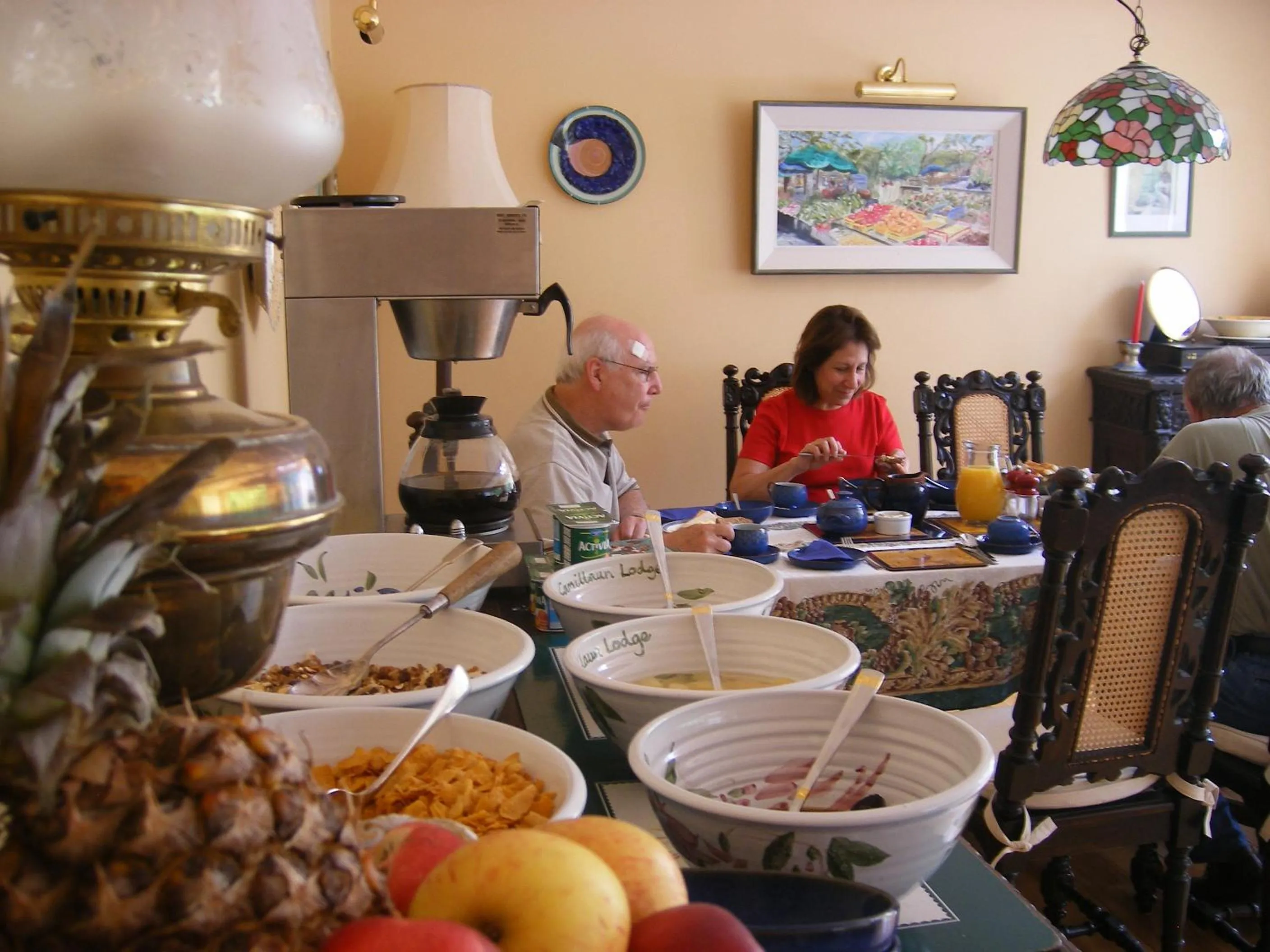 Dining area in Camillaun Lodge with Lough Corrib Boat Hire