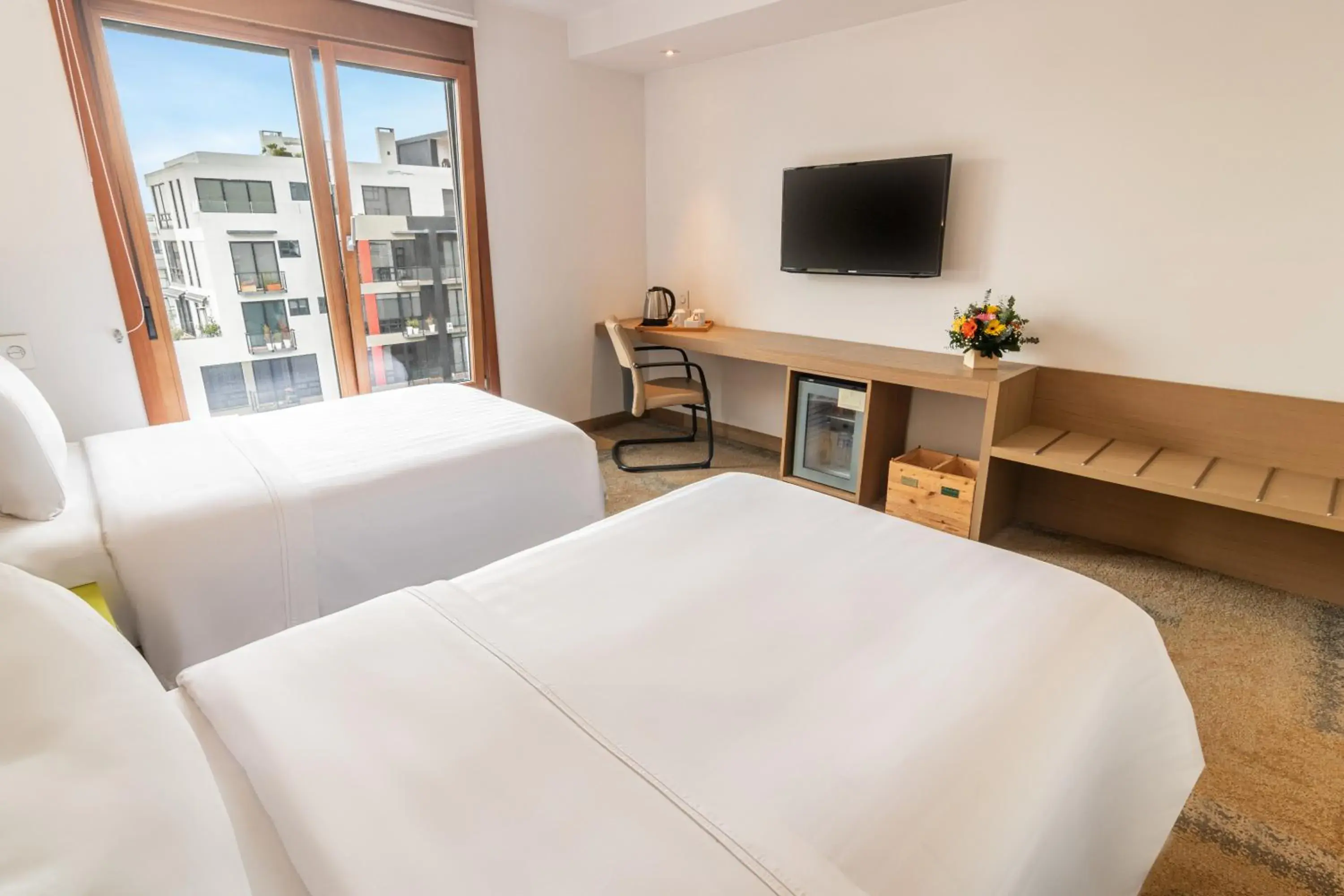 View (from property/room), Bed in Biohotel Organic Suites Bogotá View (from property/room), Bed in Biohotel Organic Suites Bogotá