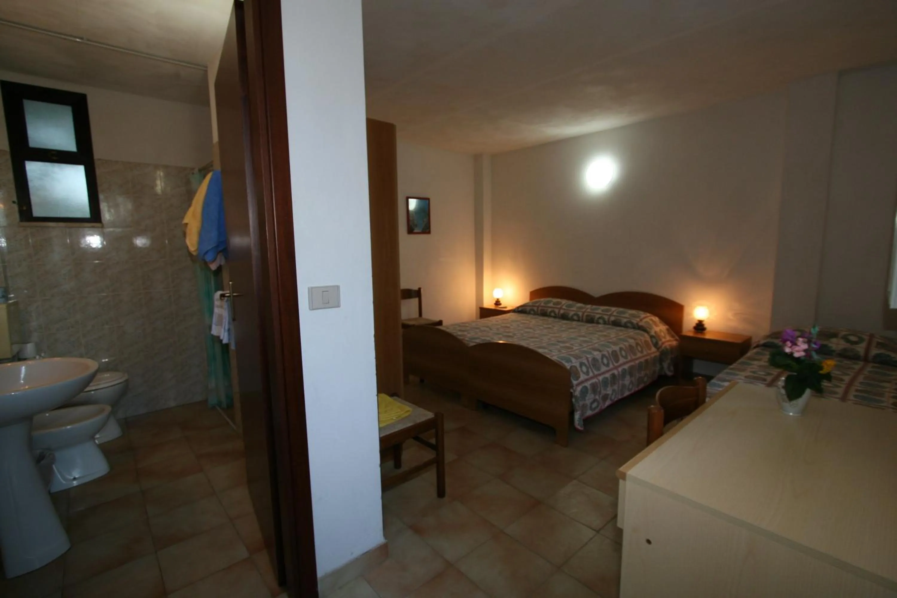 Bathroom, Bed in Hotel Club Poseidon